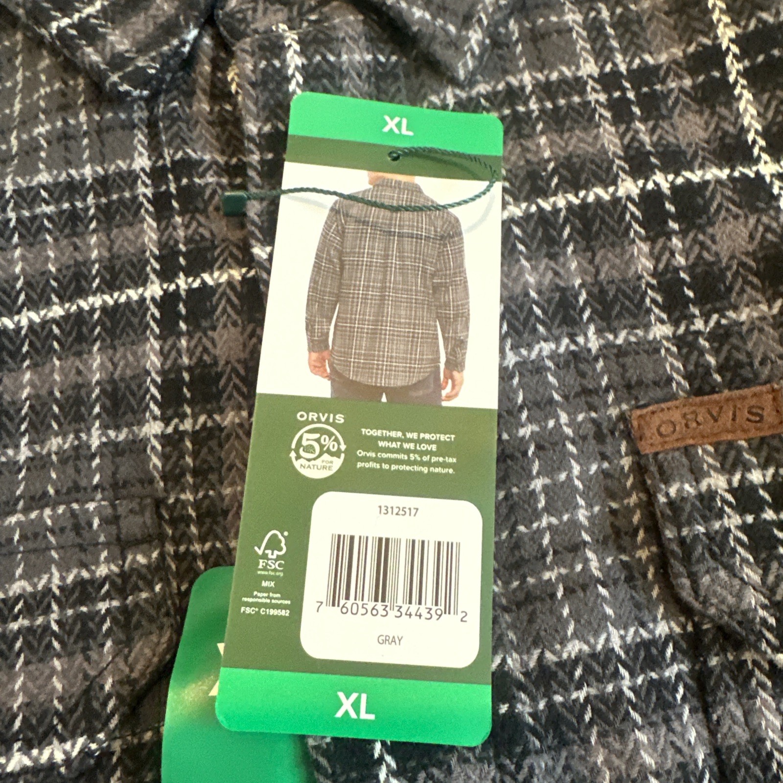 Orvis Grey Flannel Shirt Men XL Heavy Weight Cotton Side Pockets NWT NEW