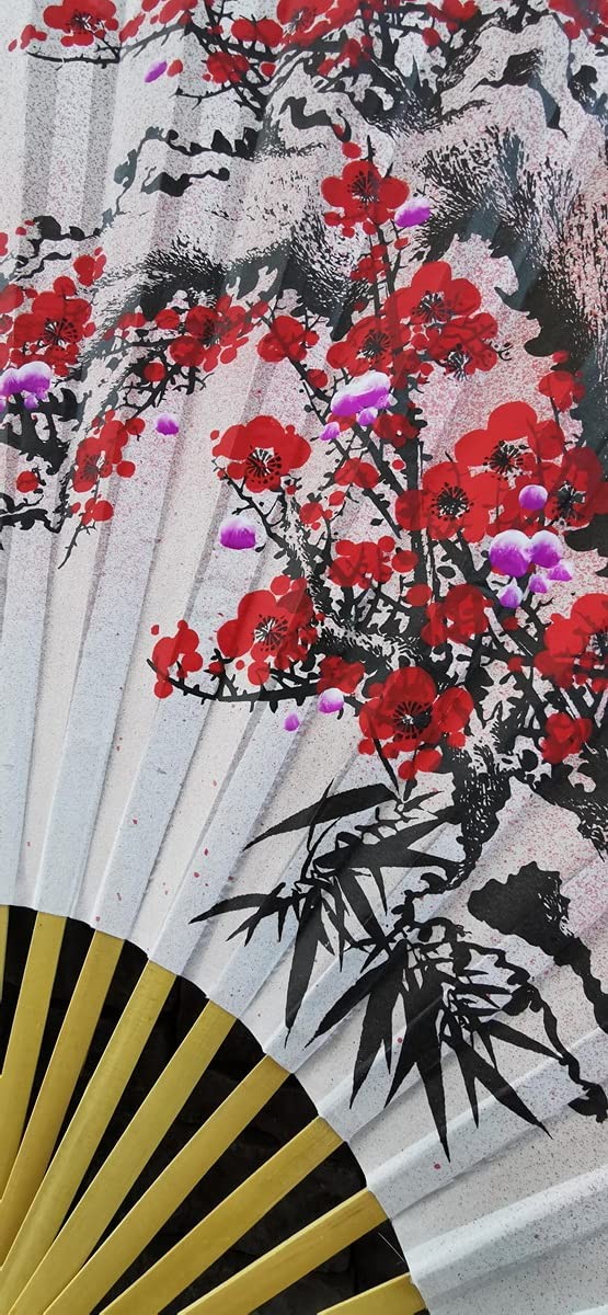 35″ Oriental Feng Shui Wall Fan-Pink Plum Blossom