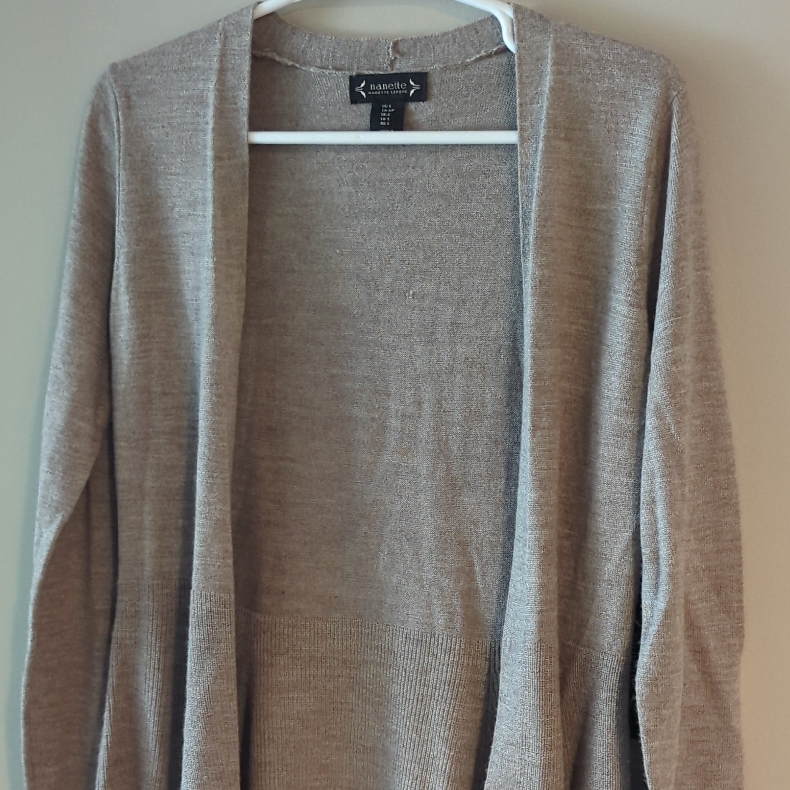 NWT- Nanette Lepore Womens Cardigan Sweater Light Brown Open Front Long Sleeve S