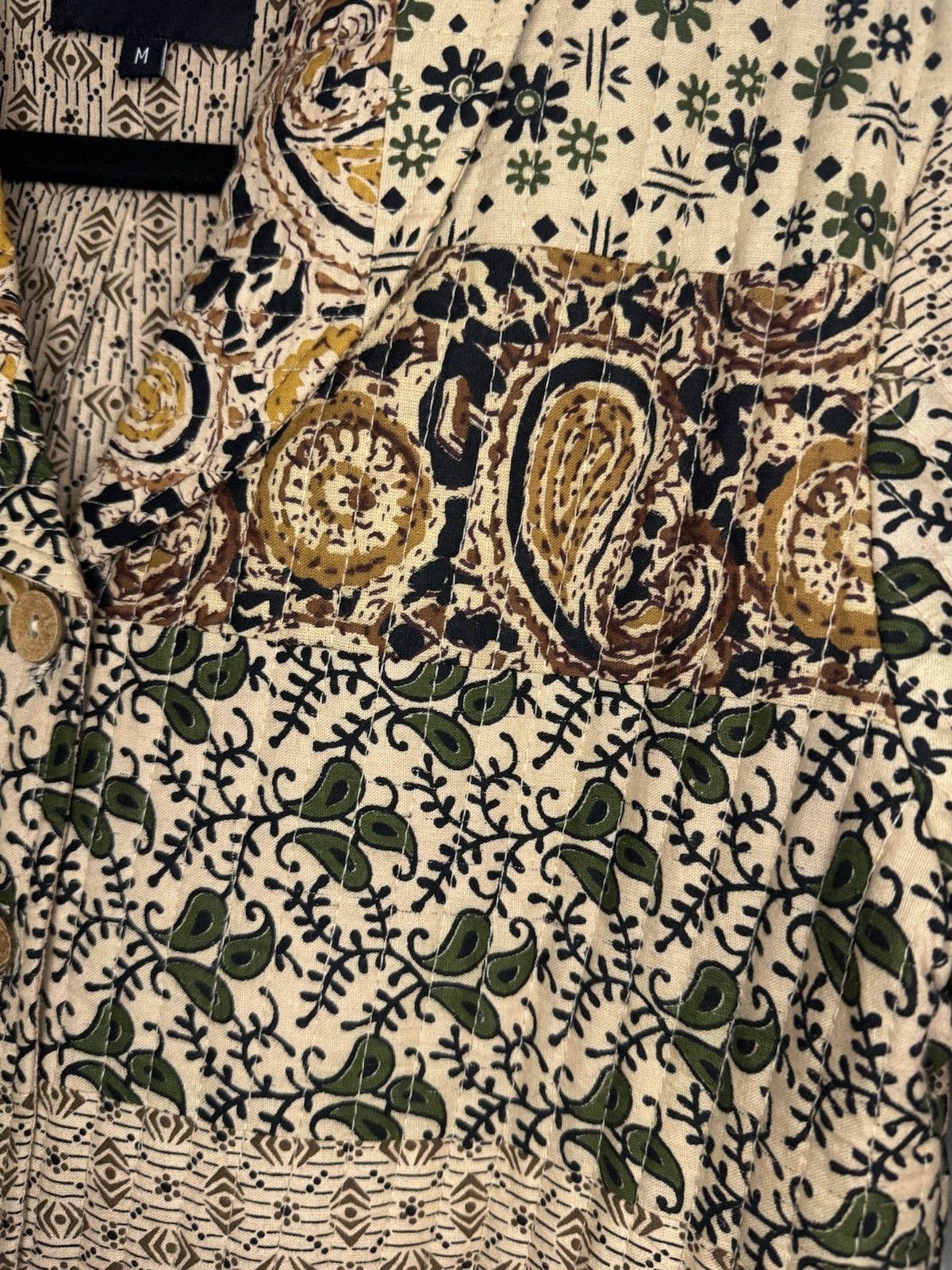 Young Threads Quilted Jacket Sz M Cotton Neutral Paisley Boho Cottage Core love