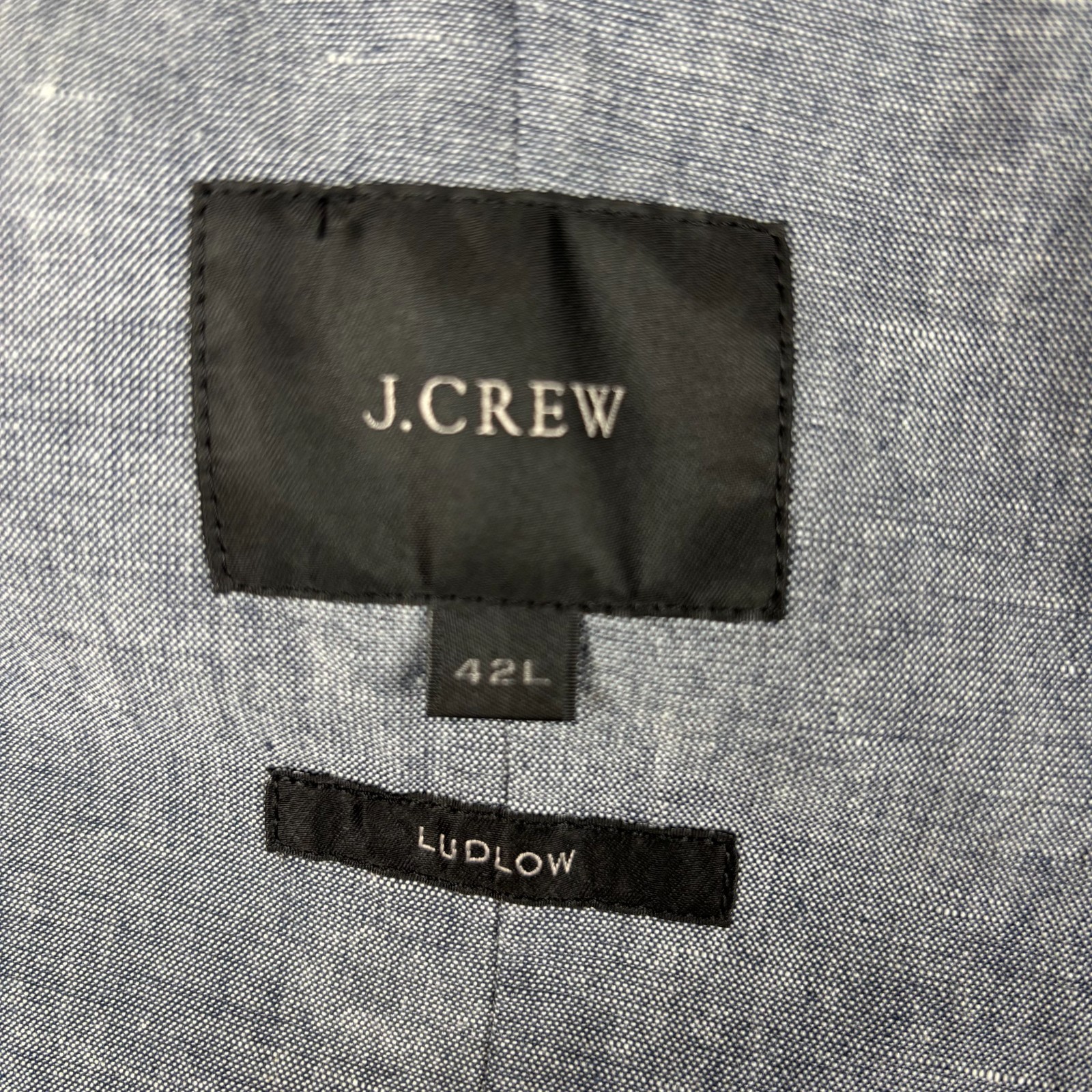 J.Crew Ludlow Chambray Linen Cotton Sport Coat Blazer 42L Blue Portugal