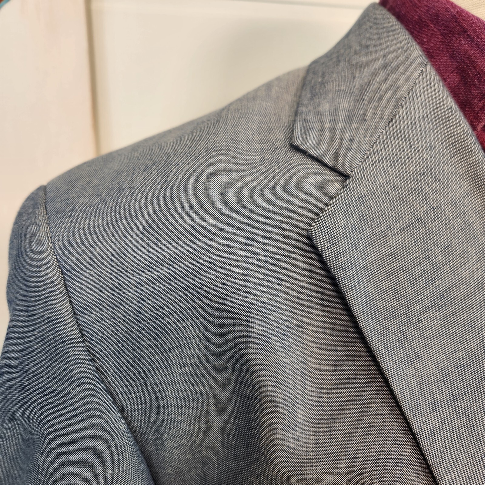 Stafford Mens Two Button Classic Fit Blazer Jacket Blue Cotton Birdseye Size 46R