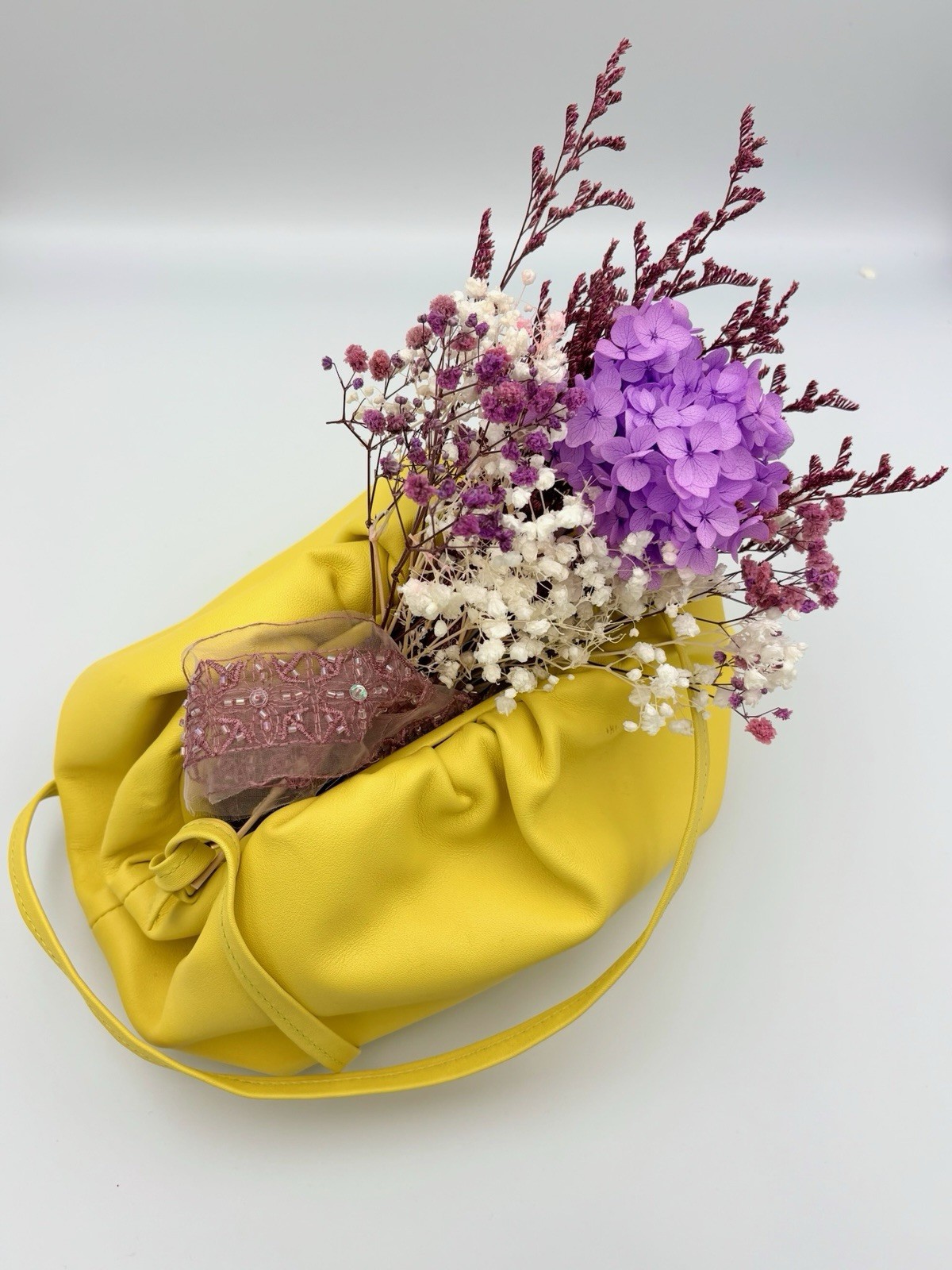 Handmade clutch bag (Bottega Veneta Pouch style) with shoulder strap