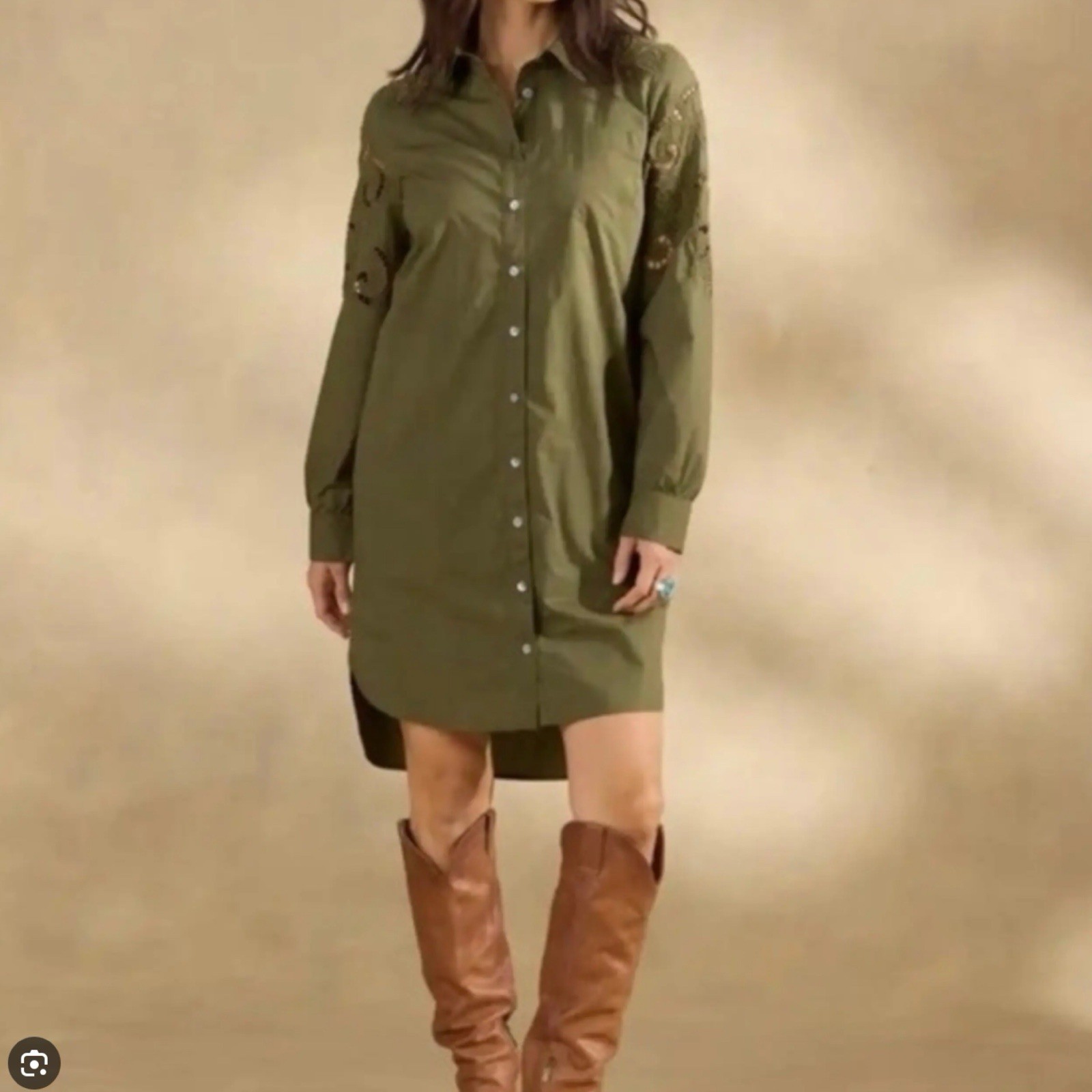 Sundance Sonda Lace Dress Green Cutout Embroidered Size L NWT Western Rodeo
