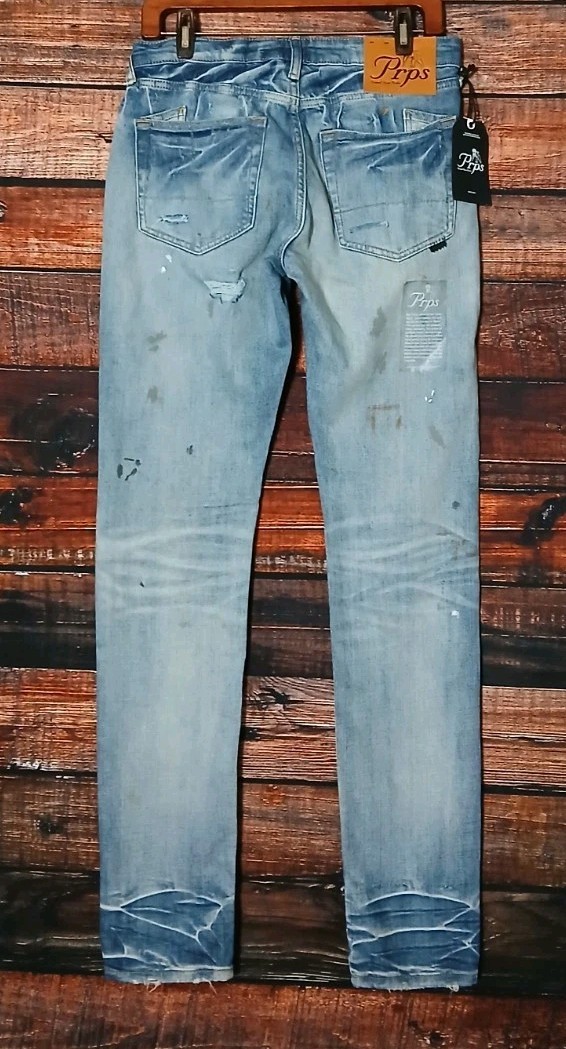 PRPS Jeans Size 30 Micaiah Skinny Distressed Paint Splatter 33.5″ Inseam NWT