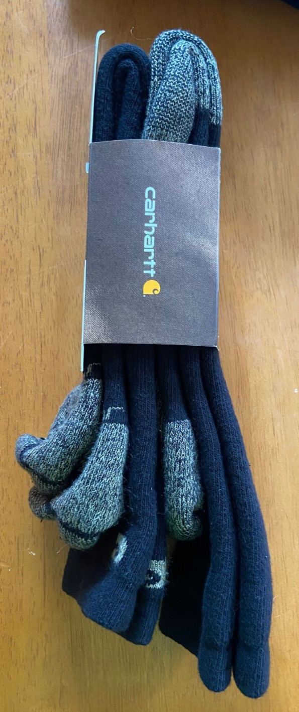 Carhartt A555-2 Steel-Toe Cotton Boot Sock, Black, XL (Shoe size 11-15) 2-Pack
