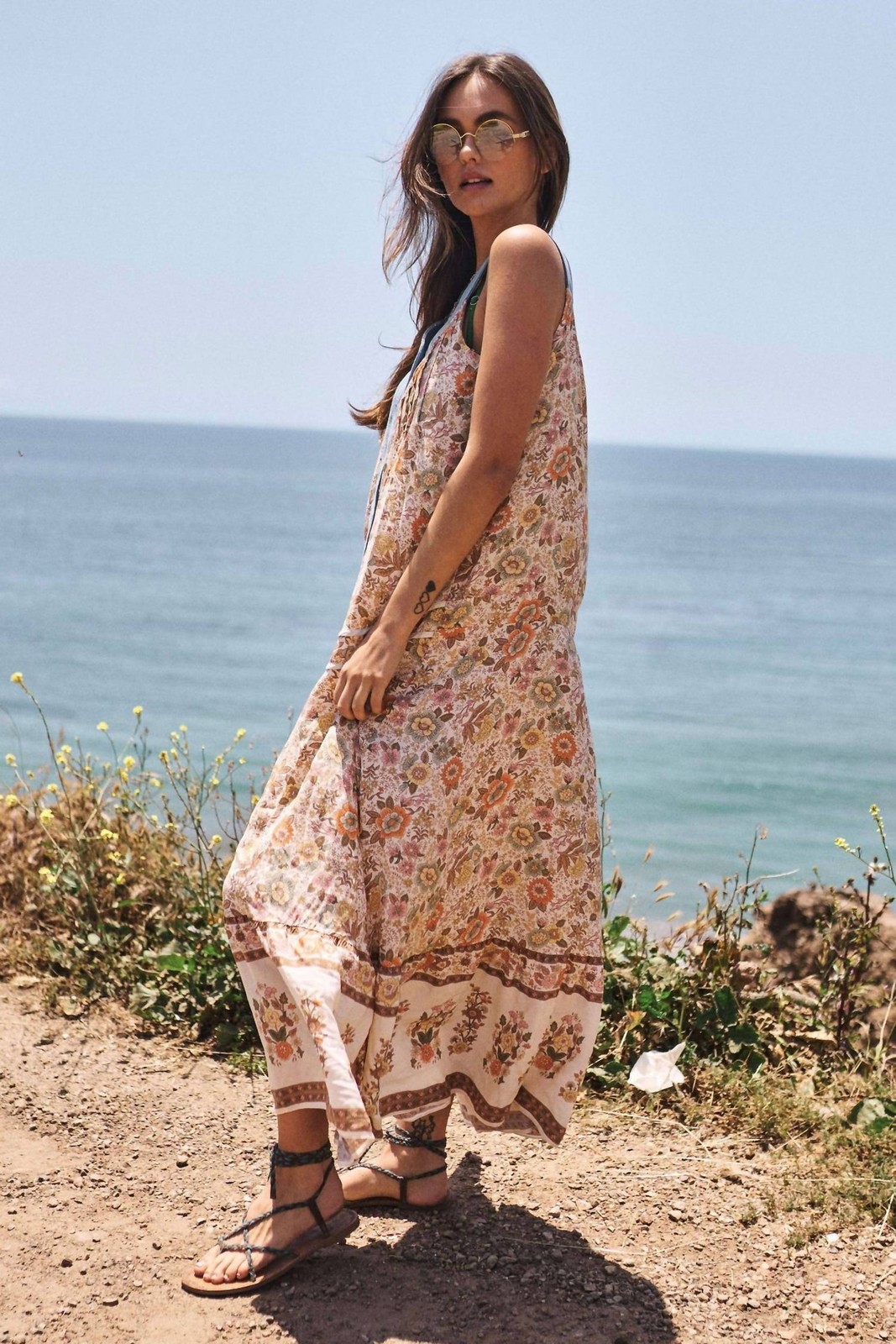Davi & Dani Floral Border V Neck Maxi Dress -Plus Size 3X