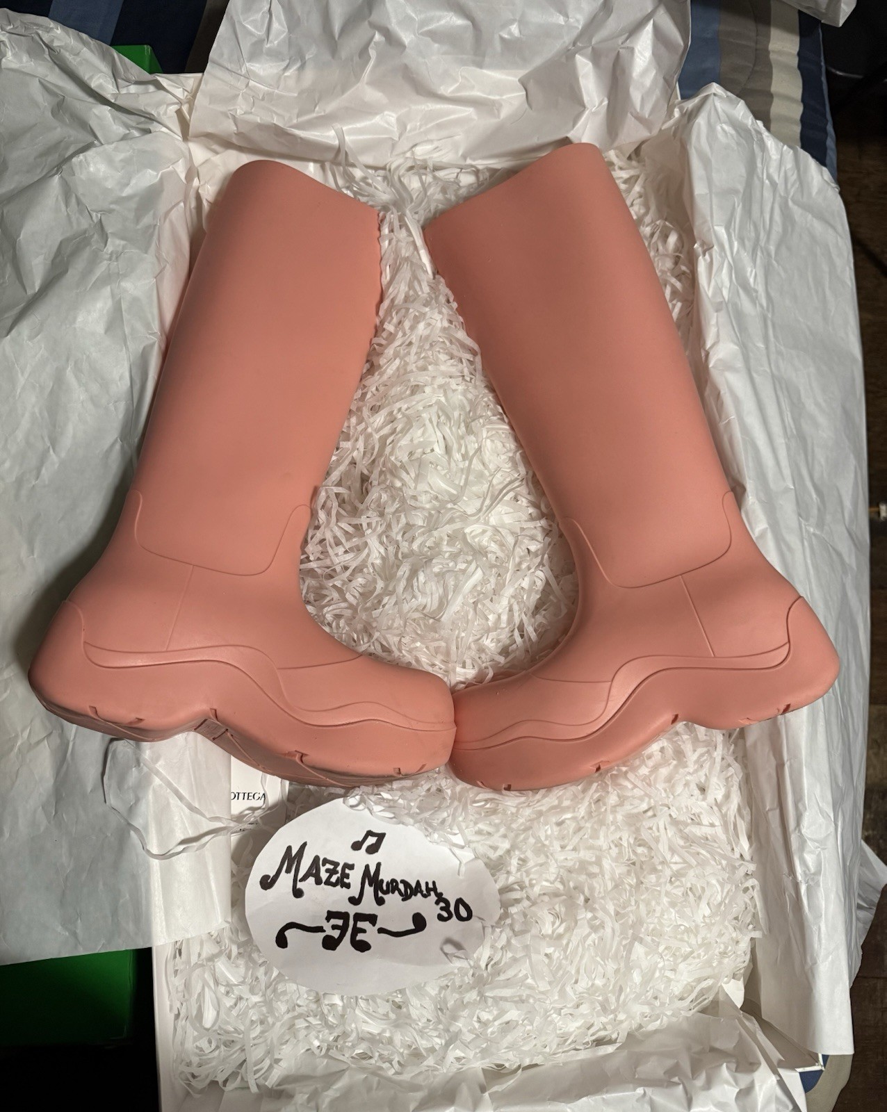 BOTTEGA VENETA Knee High Boots Puddle Rubber Pink Size 37