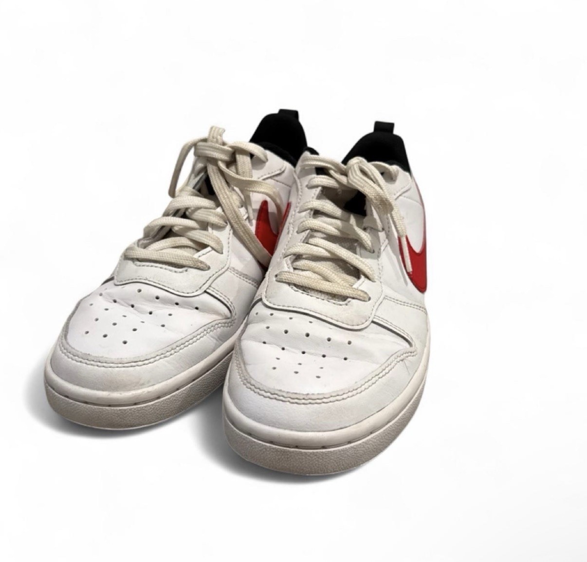 Nike Court Borough Low Top Sneakers White/Red/Black Kids 6.5Y BQ5448-110