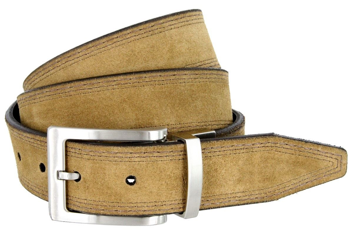 Lejon Genuine Leather Reversible Suede Tan Smooth Brown 1-1/2″ Wide Belt