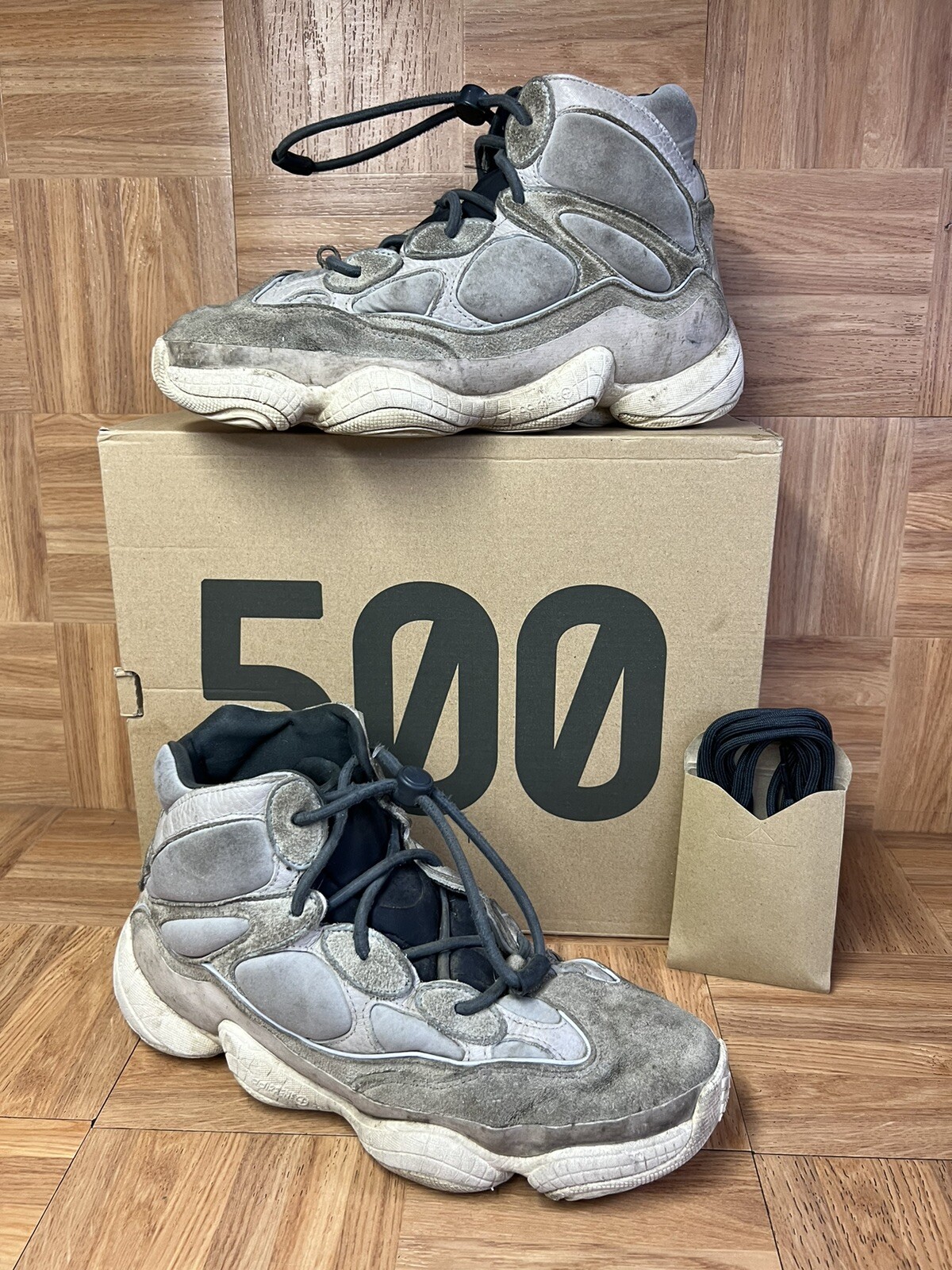 RARE Adidas Yeezy 500 High Mist Stone Size 12 Men’s Shoes Infinity Laces Slip On