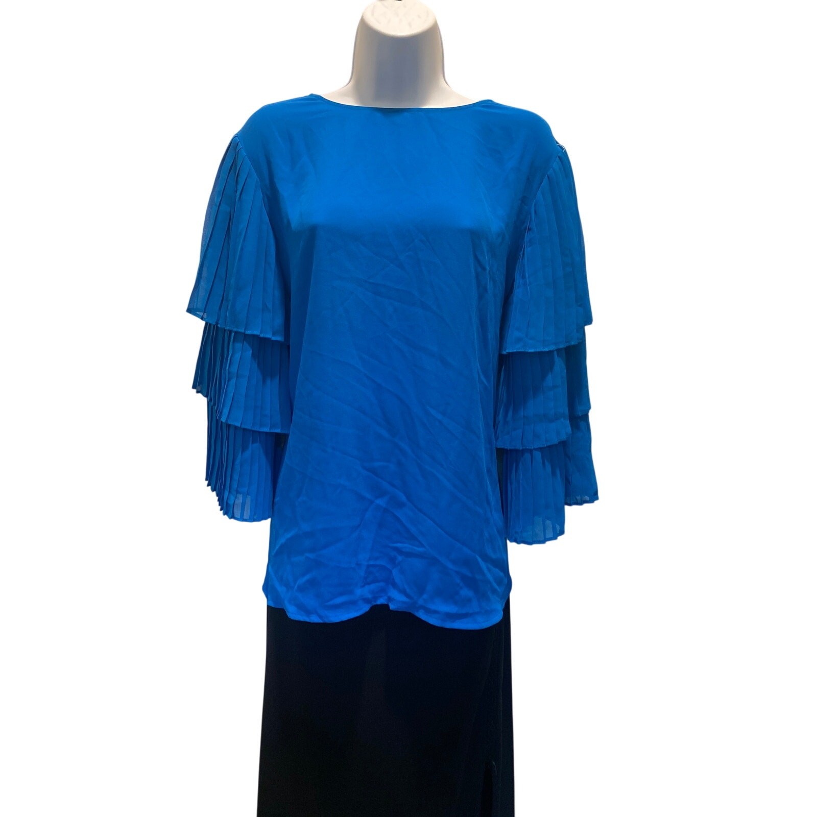 Y2K Worthington Women Plus XL Blue Ruffle Sleeves Flowy Fairy Cottagecore Blouse