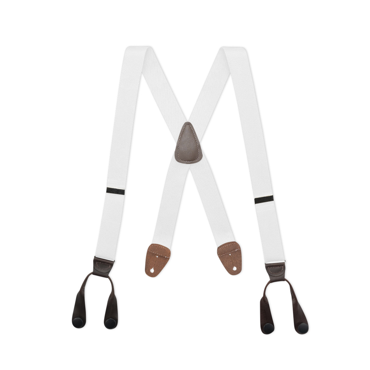 Men’s X Style Button On Suspenders in 1 1/4″ with Leather, USA Made