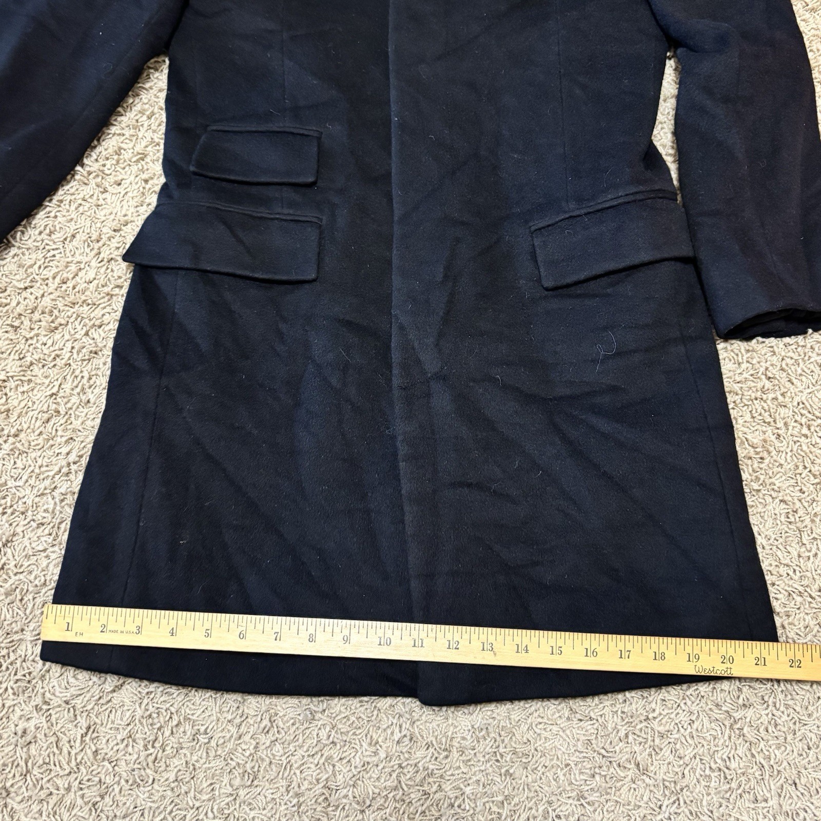 J Crew Coat Mens Small Black Wool Cashmere Mayfair Topcoat Slim Fit Overcoat