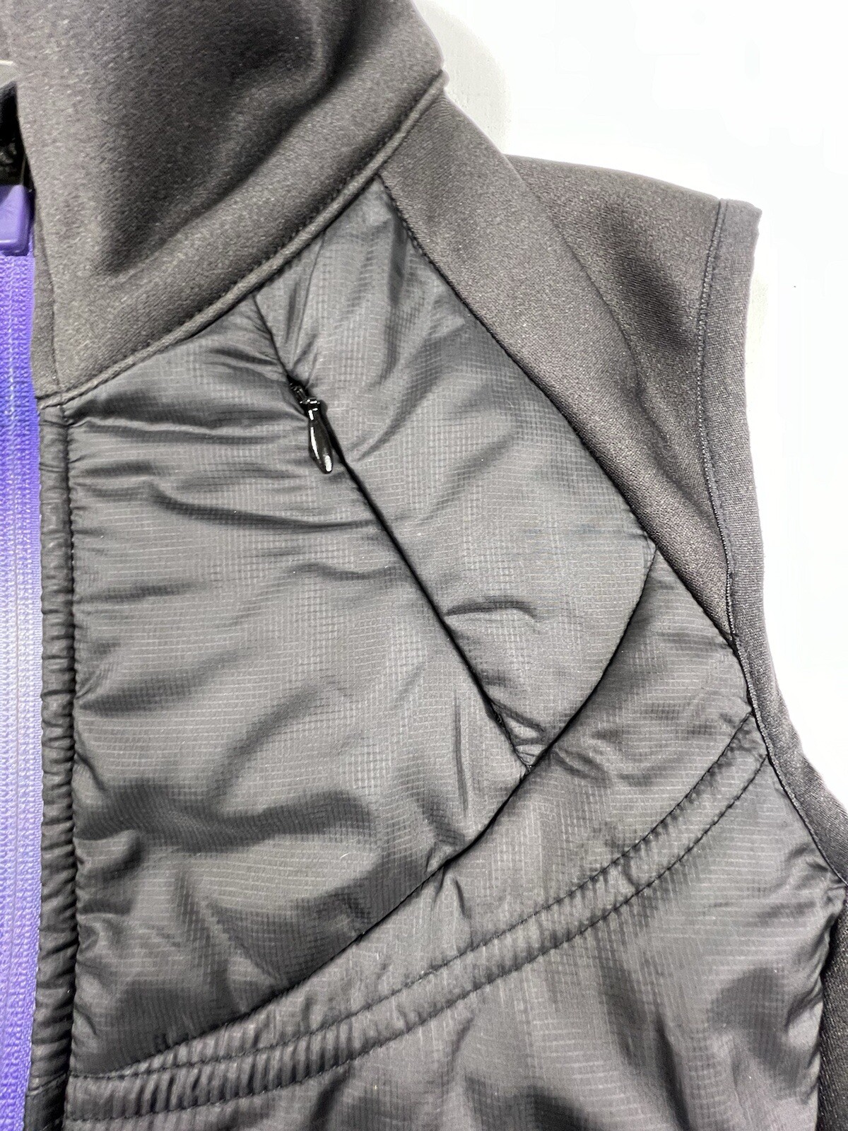 ATHLETA Womens M Flashback Quilted Puffer Vest Ombre Outdoor Hiking Zip Up