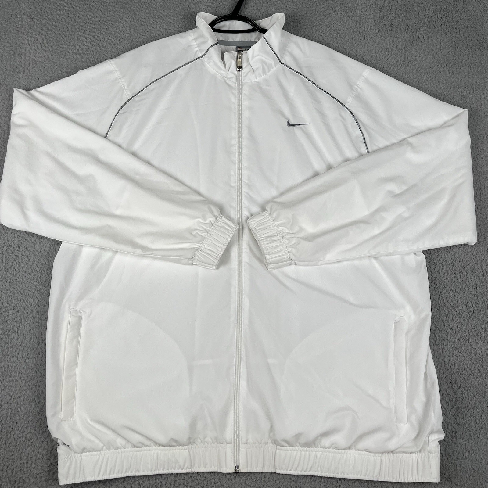 VTG Nike Jacket Mens 3XL White Track Windbreaker Full Zip Y2K Lined Lightweight