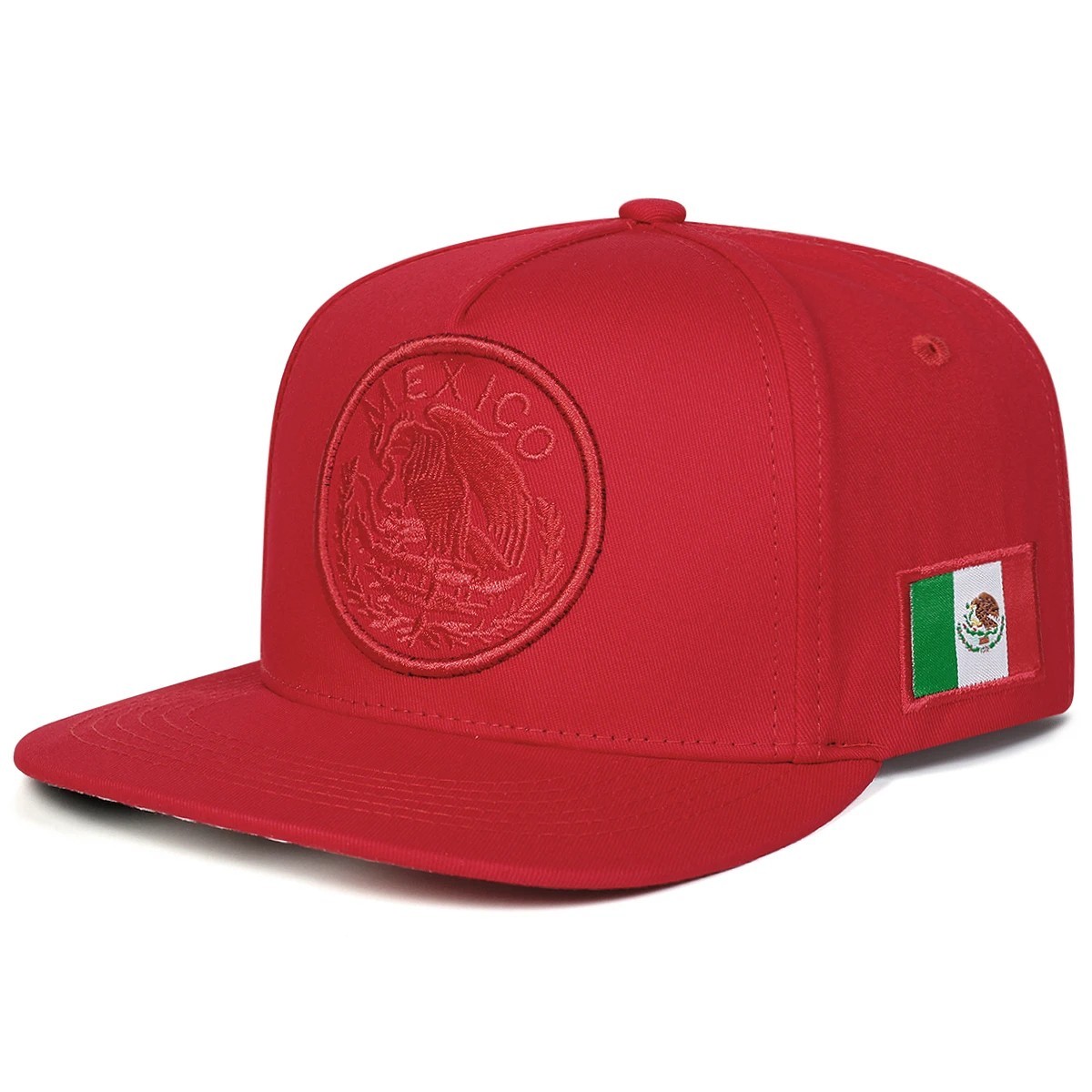 Mexico Flag Snapback Hat Eagle Embroidered New Flat Brim Cap Black Red Green