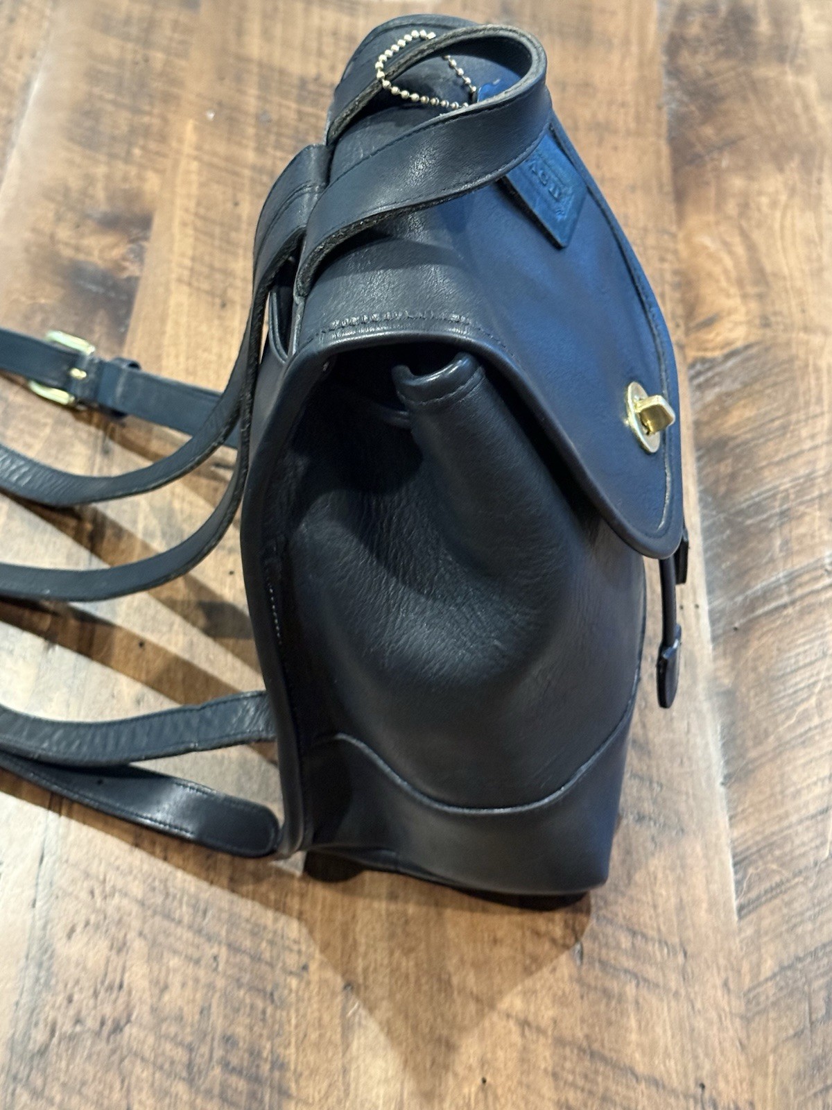 Coach Vintage 9960 Black Leather Small Daypack Backpack Turnlock USA 1995 EUC