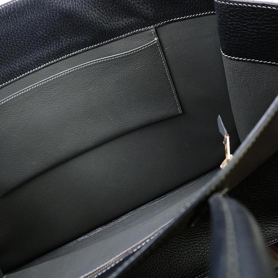 Hermes Bag White Bus GM 40 Handbag Black Fjord Leather W15.7xH11.6in B Stamp 99