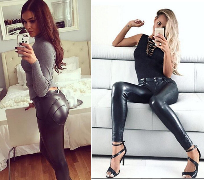 Women’s Sexy High Waist Skinny Faux PU Leather Leggings Pants Butt Lift Trousers