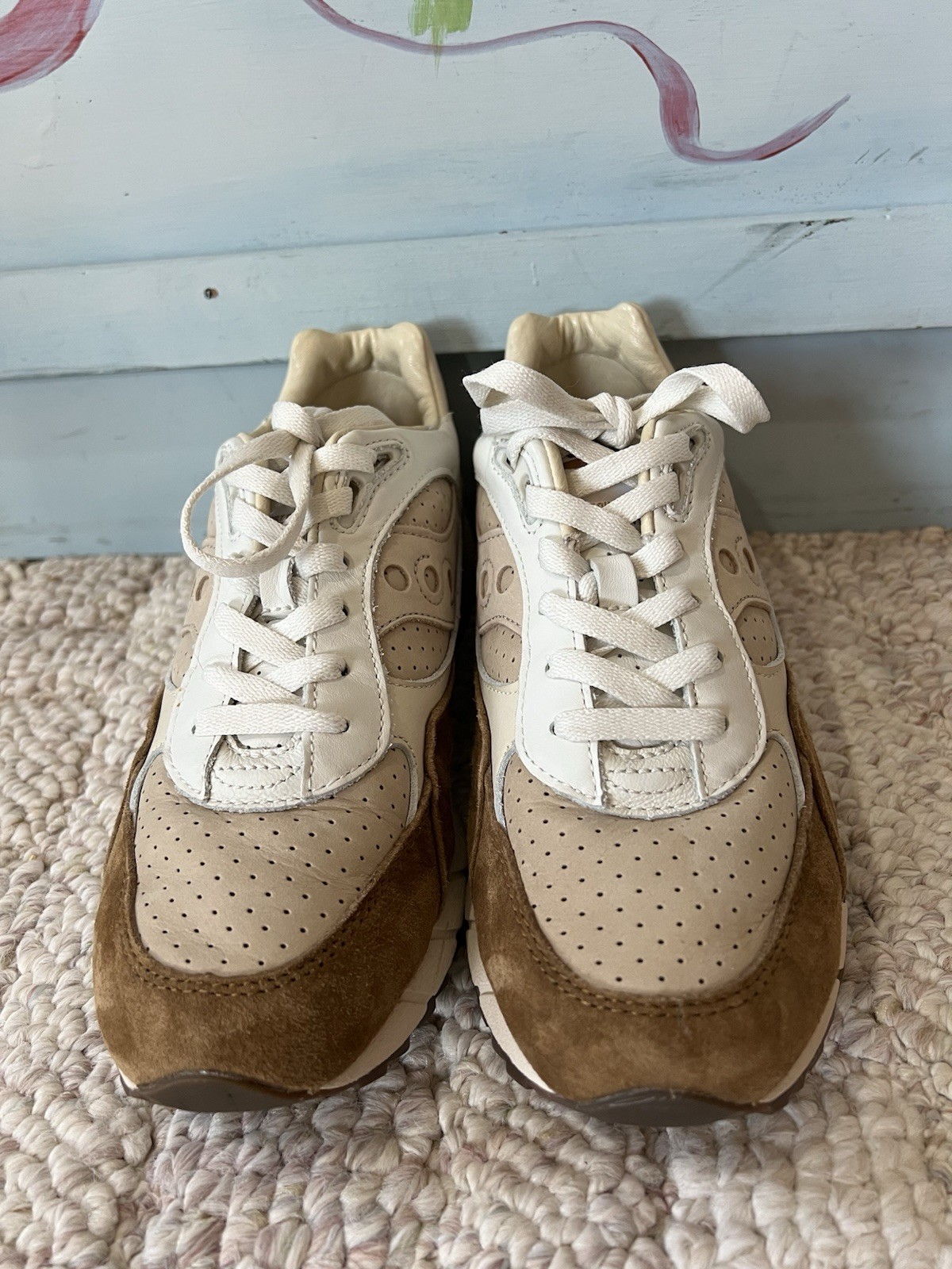 Saucony Shadow 6000 Beige Rust Sneakers Mens Shoes Size 8 Brown Tan S70775-1