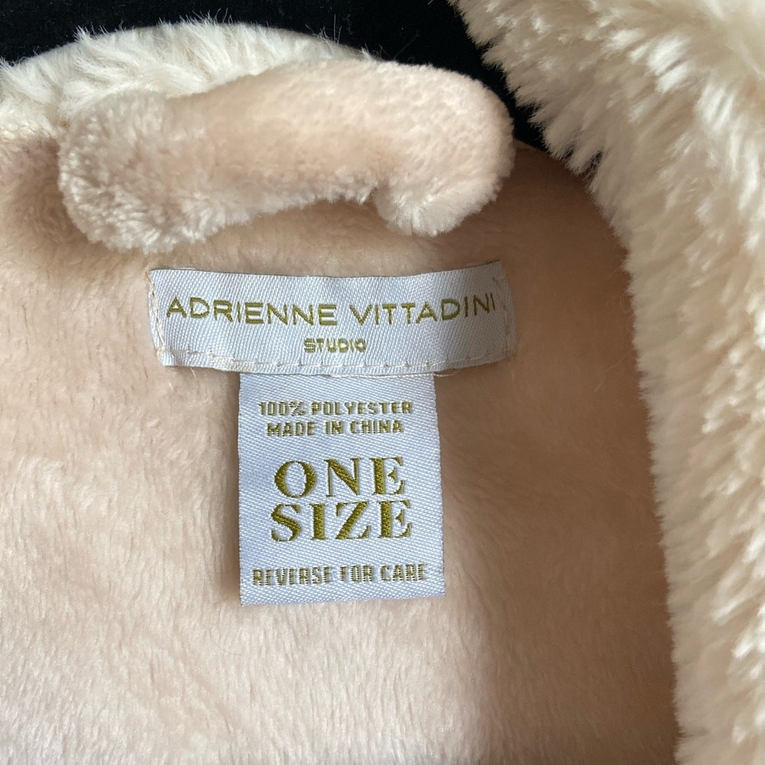 Adrienne Vittadini Plush Bathrobe Ultra Soft Faux Fur Pockets Tan One Size