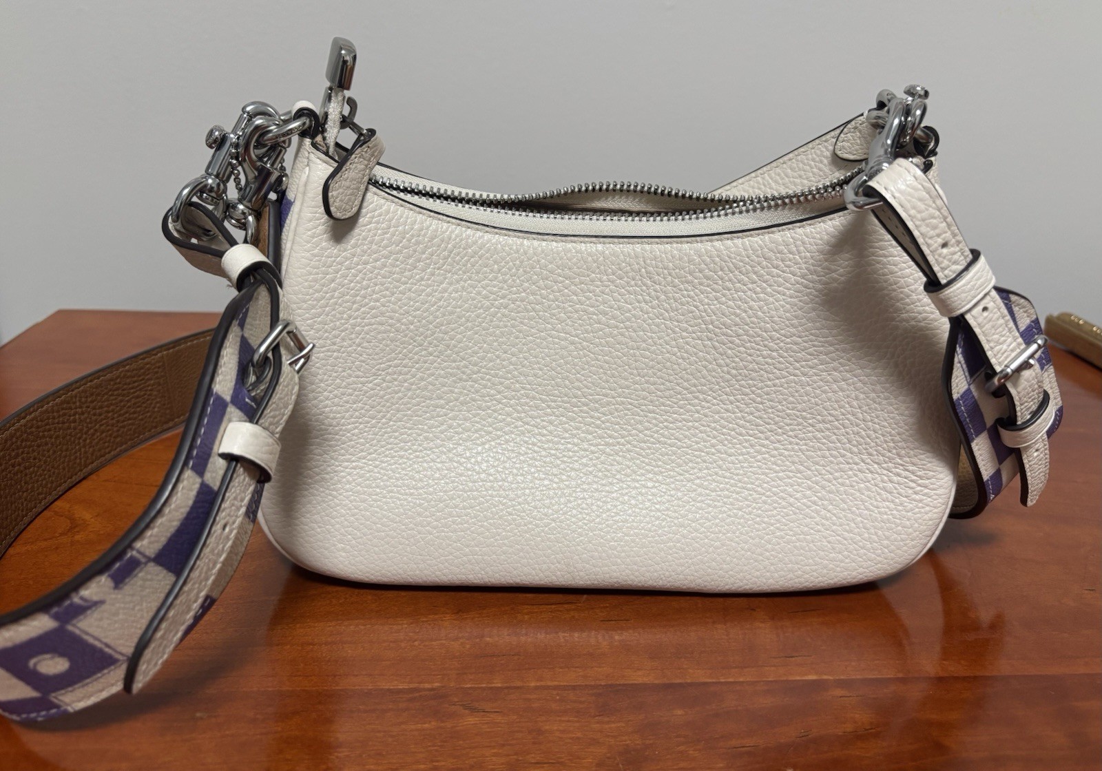 Coach Teri Shoulder Bag With Checkerboard Print Chalk/Light Violet