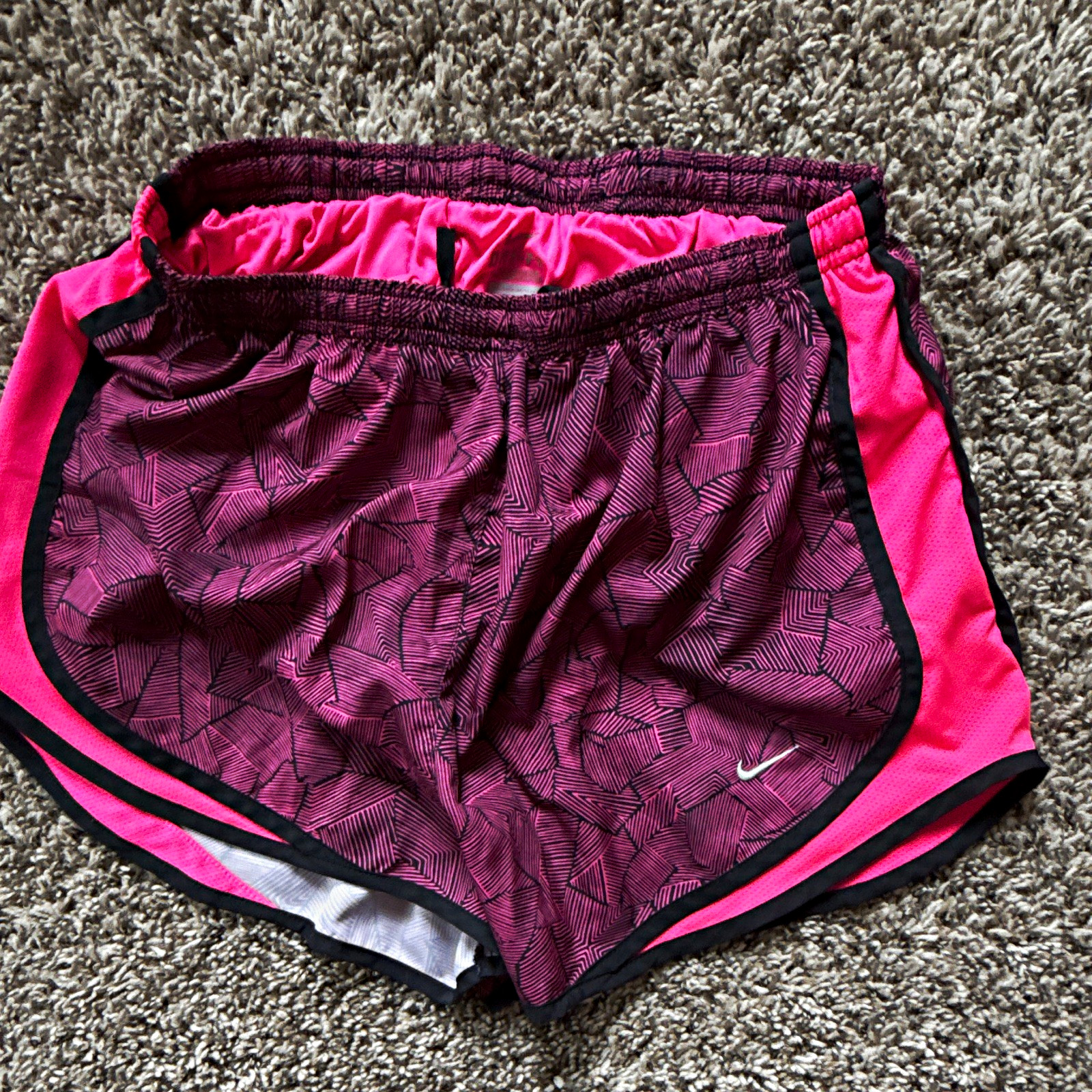 Nike Dri-FIT Women’s Athletic Shorts Drawstring Lined Pink/Purple Geo Size L