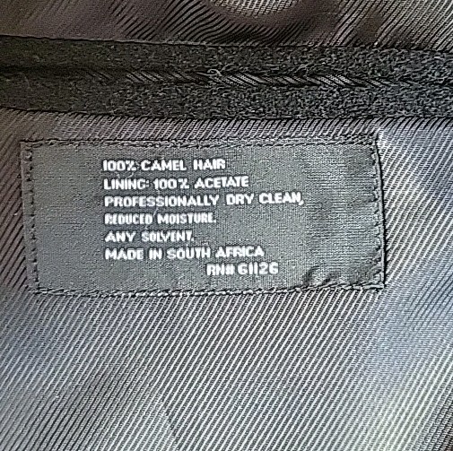 Tailors Row By Deansgate Blazer Mens 42 Black Pure Camel Hair Sport Coat Jacket