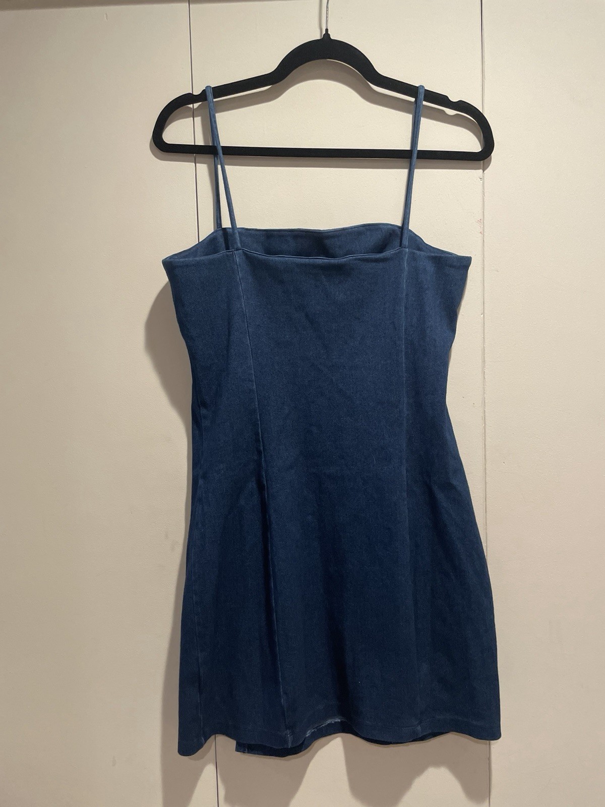NEW Susana Monaco Women’s Stretchy Blue Denim Mini Dress Spaghetti Straps XL