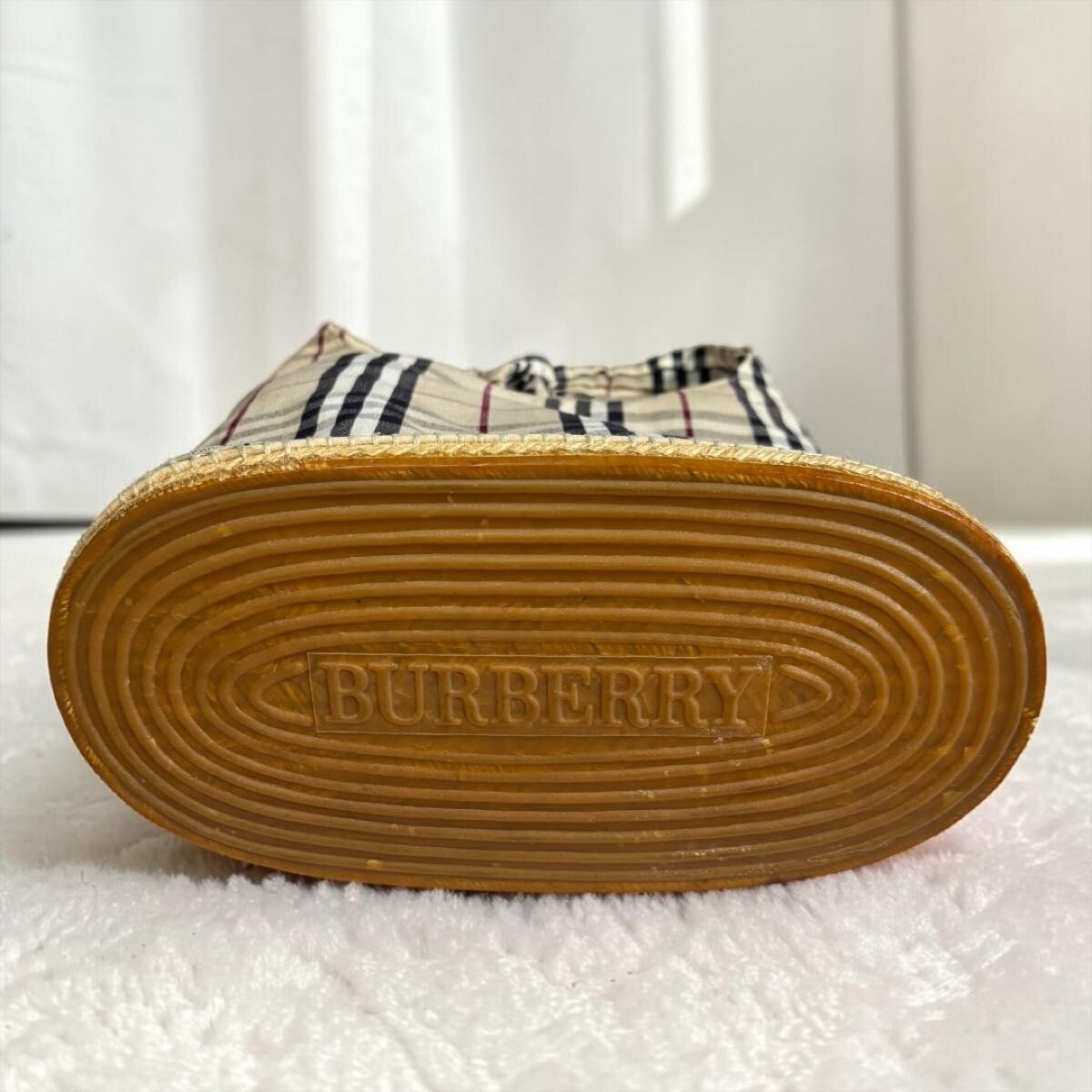 Burberry Nova Check Canvas Shoulder Bag Beige Vintage Women Magnetic 11.81in