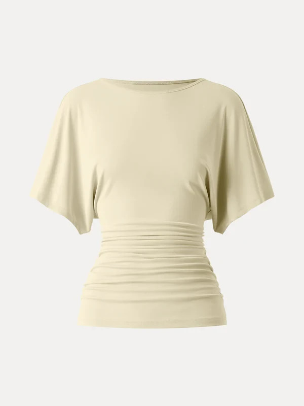 OGL Effortless Boatneck Batwing Sleeve Side Ruched Top