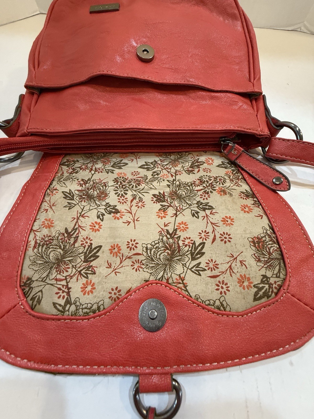 Vintage Amphora Red Leather Crossbody or Saddle-Style Adjustable Strap HTF