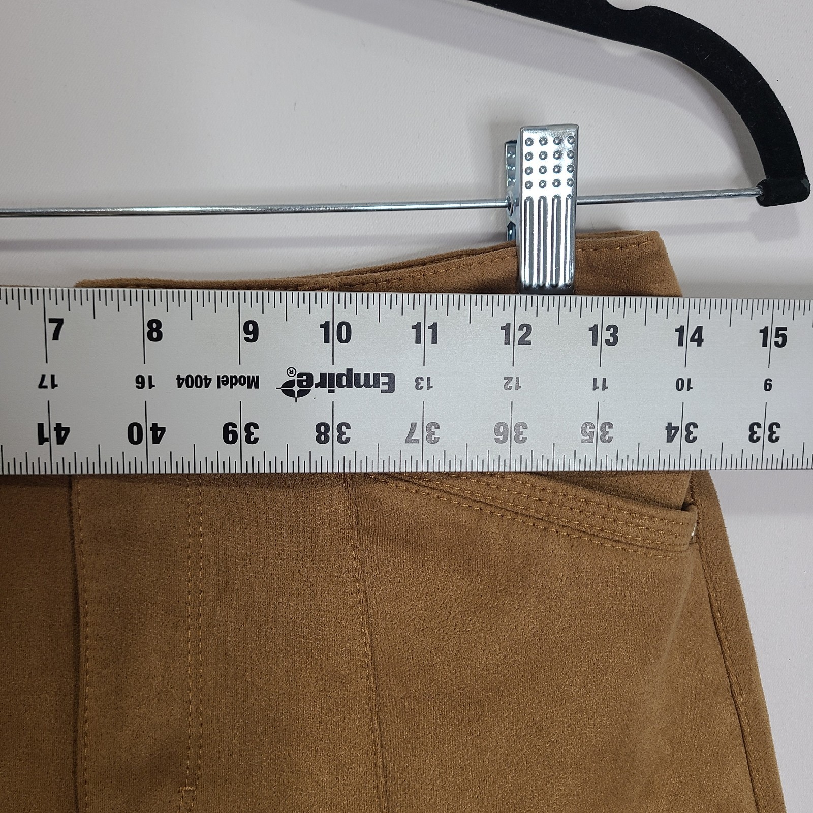 WHBM Brown Faux Suede Stretchy Snap Button Zip Mini Skirt Sz 4