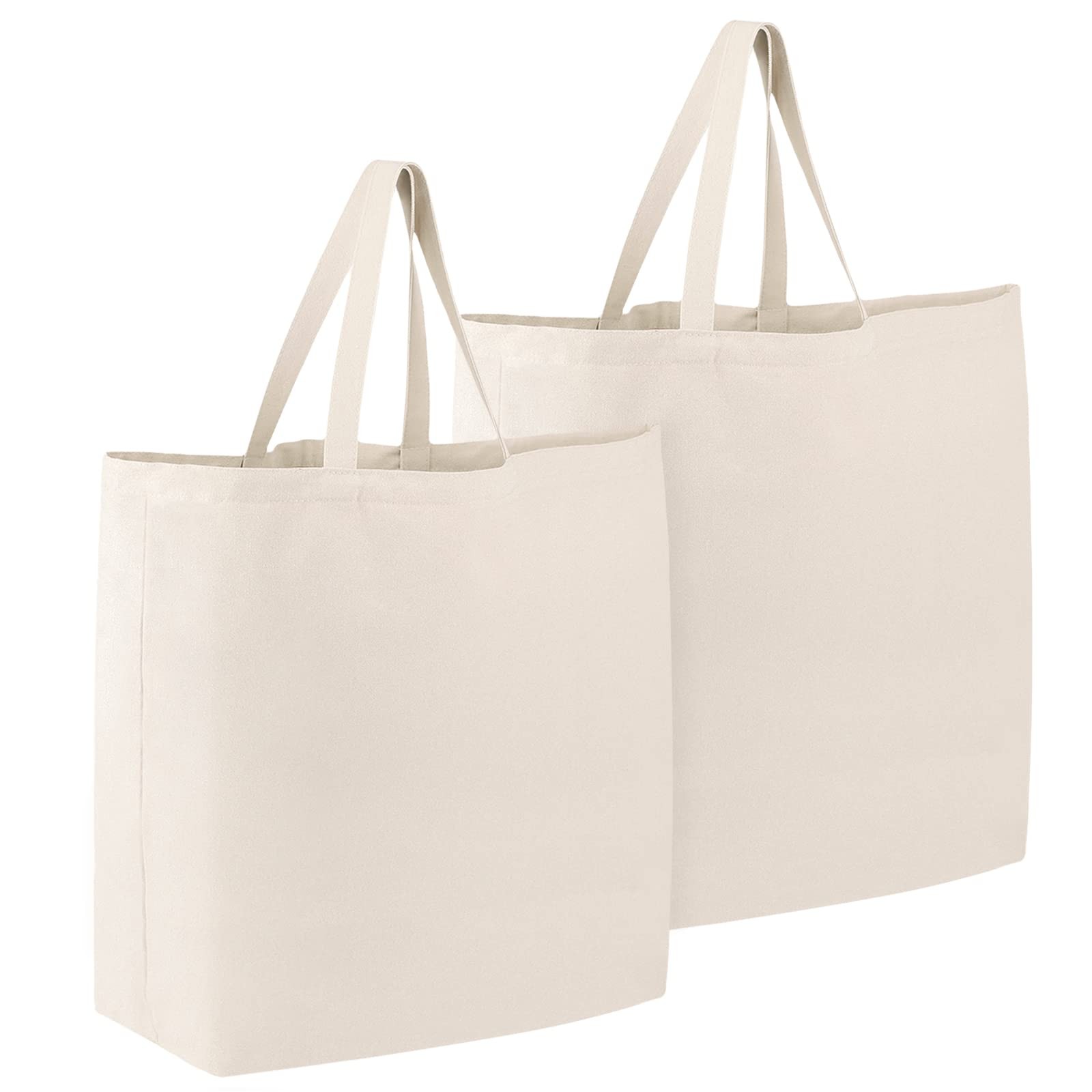 Segarty 2 Pack Canvas Tote Bag 25.6×19.6 14oz Natural Cotton Shoulder Bag