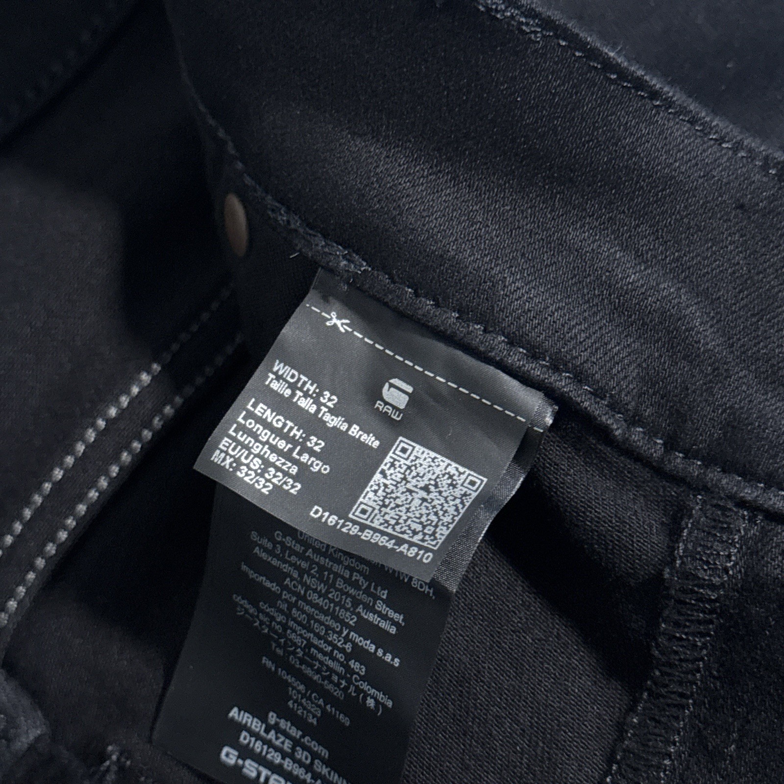 G-Star Raw Airblaze 3D Skinny Black Multi Pocket Moto Cargo Jeans Mens 32×32 NEW