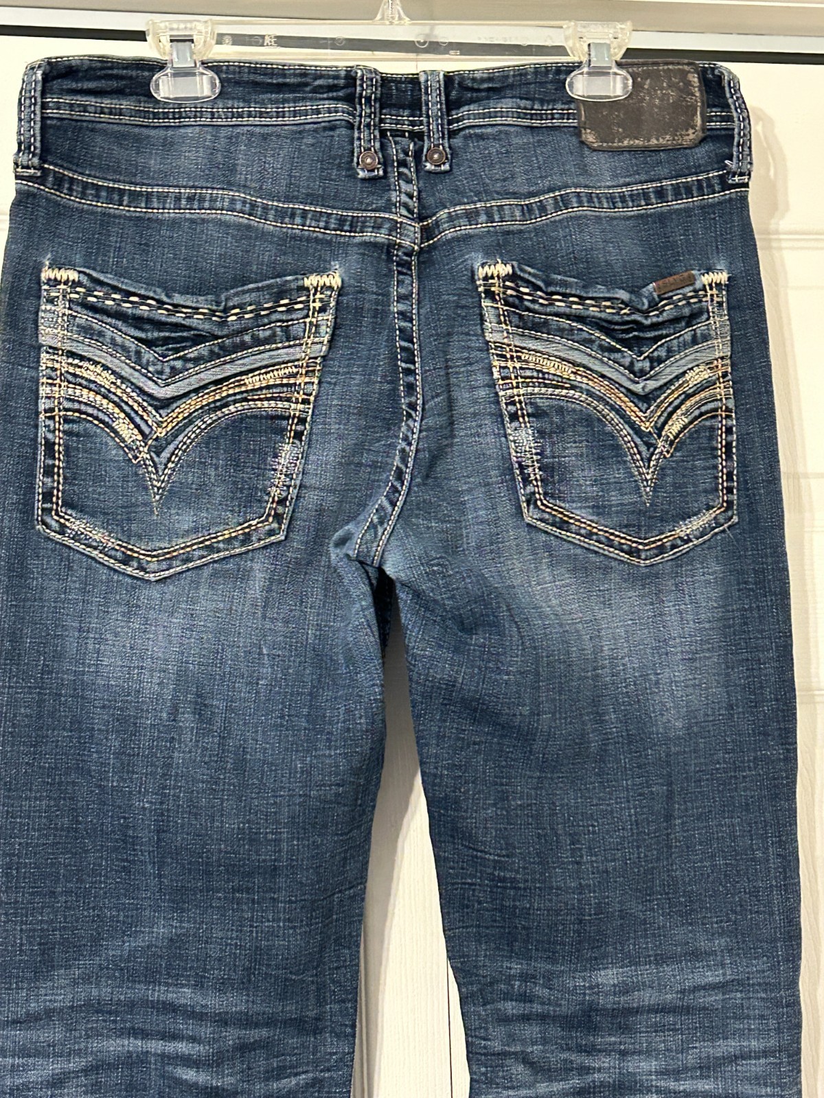 Mens SALVAGE SUPPLY CO Mayhem Bootcut Blue Denim Jeans Sz 34 R SLVG 23-460