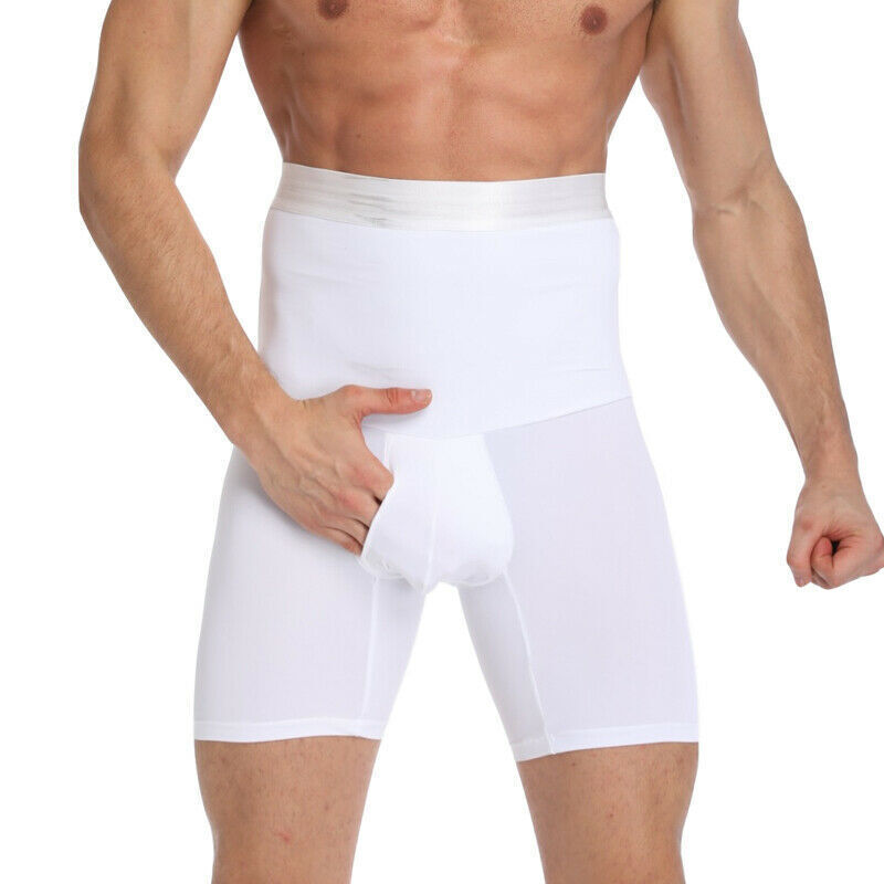 Mens Body Shaper Tummy Control Shorts High Waisted Slim Compression Boxer Briefs