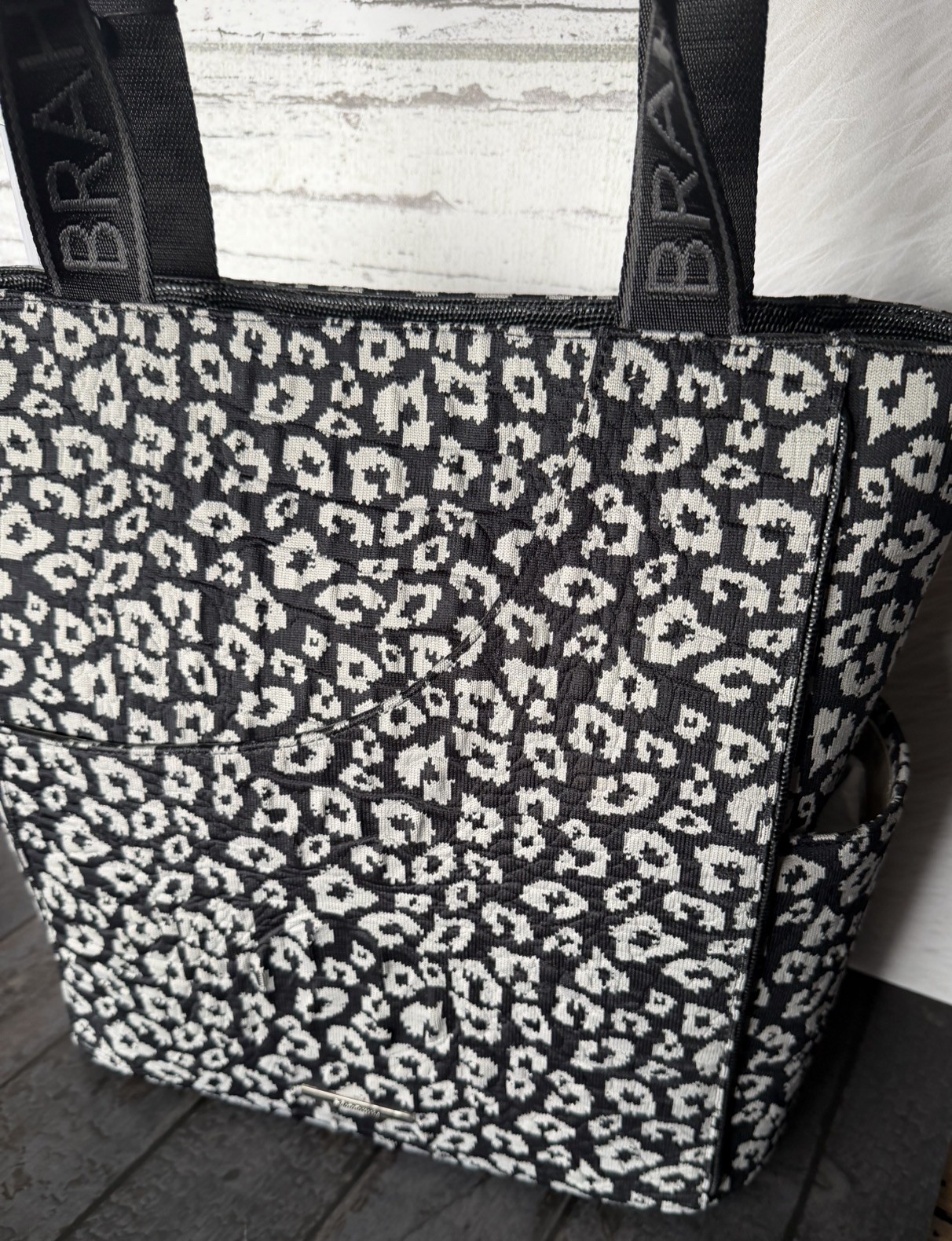 NWT Brahmin Mollie Luxe Leisure Charcoal Animal Print $345 Tote