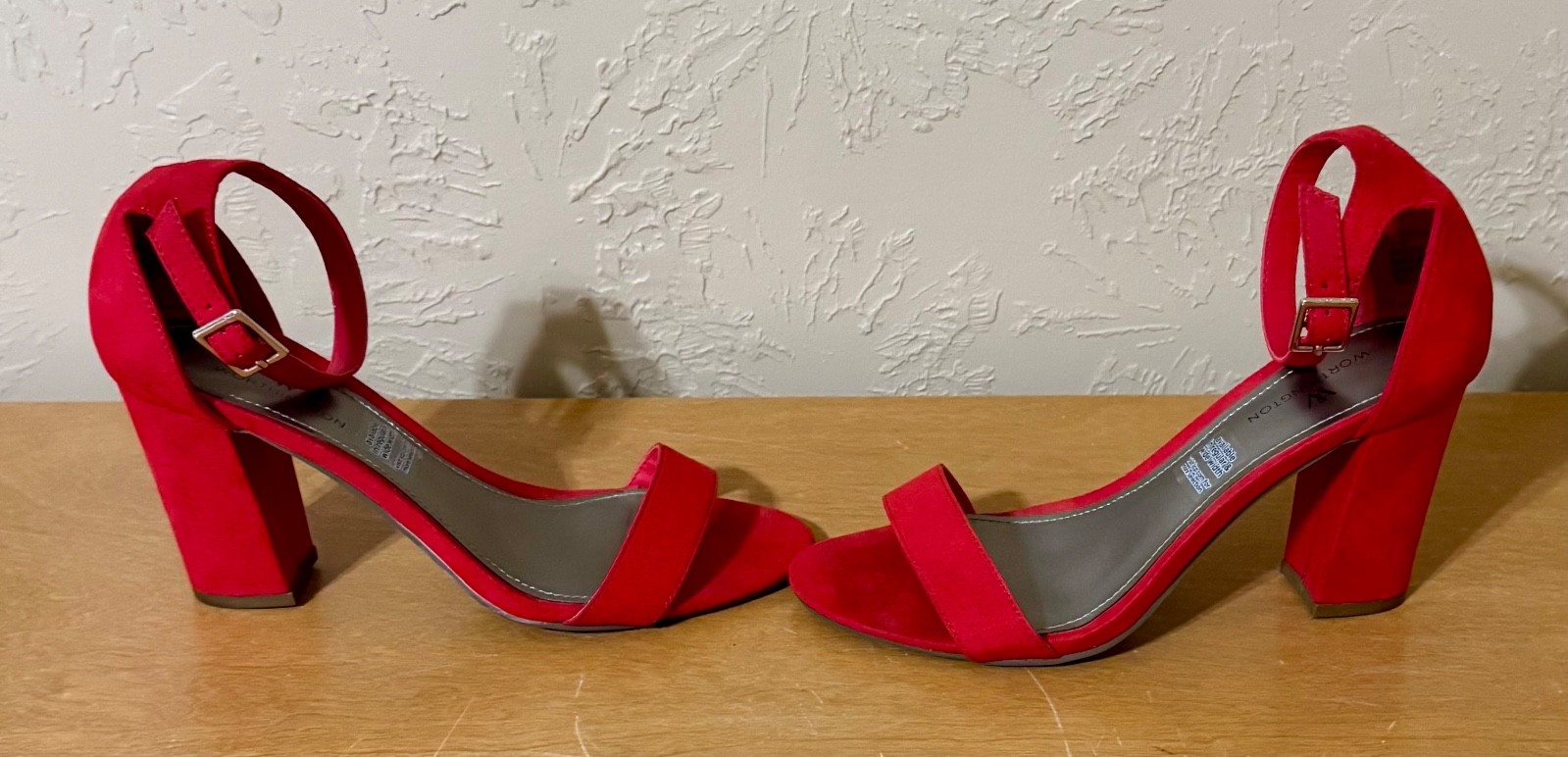 Worthington Womens Red Sandals 6 Ankle Strap 3 3/8 Inch Heel Man Made Materials