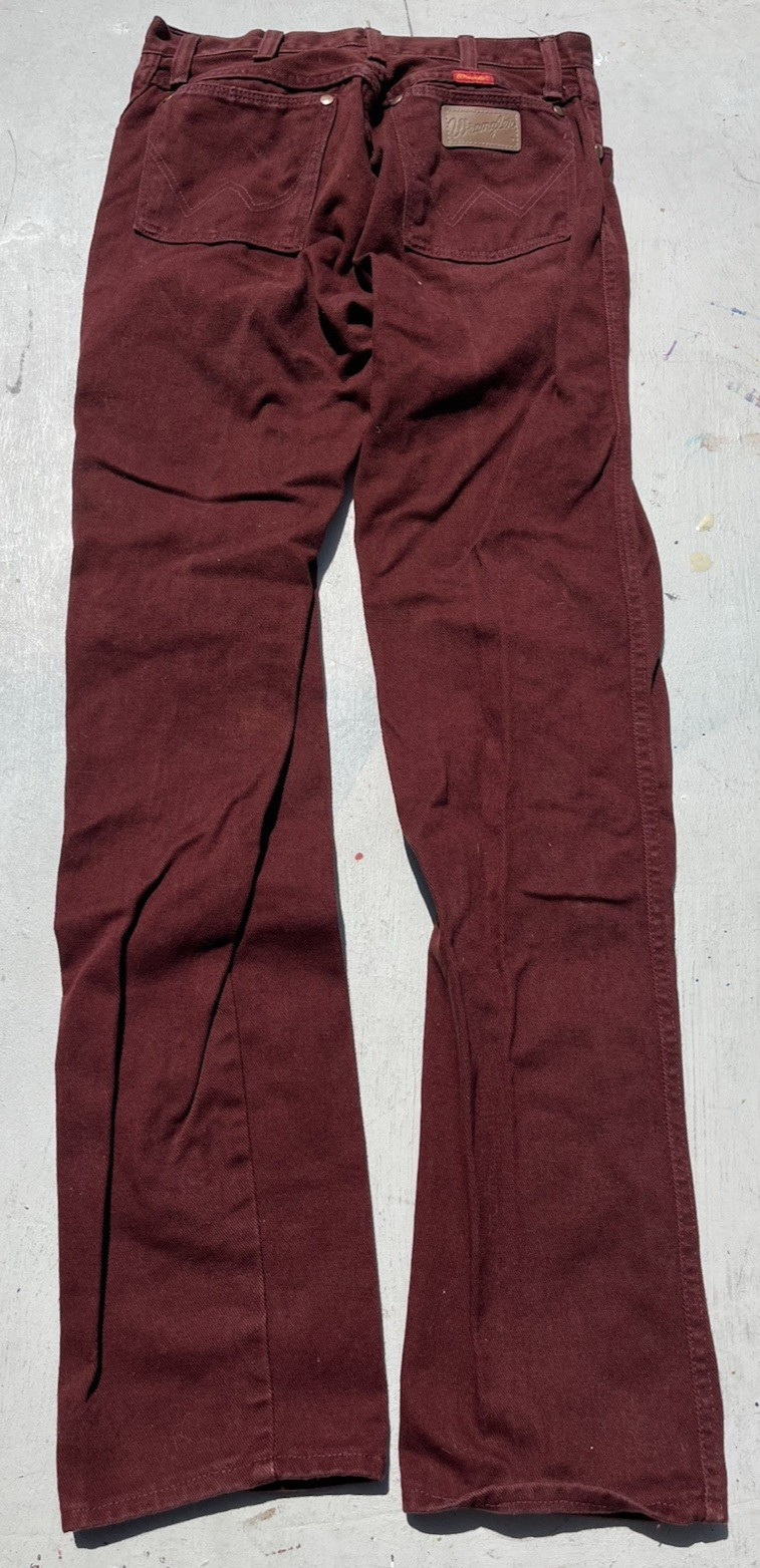 Women’s Vintage Wrangler Jeans Crimson 12MWGZ 7×34 Western USA Cowboy Rodeo