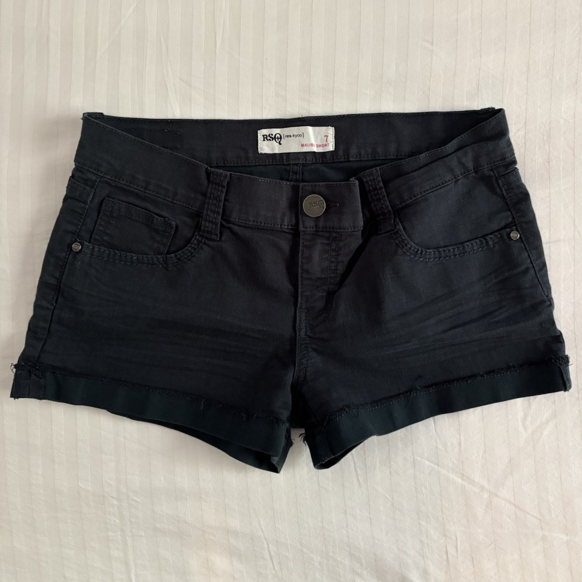 RSQ Malibu Short 7 Green Stretch Denim Mid Rise