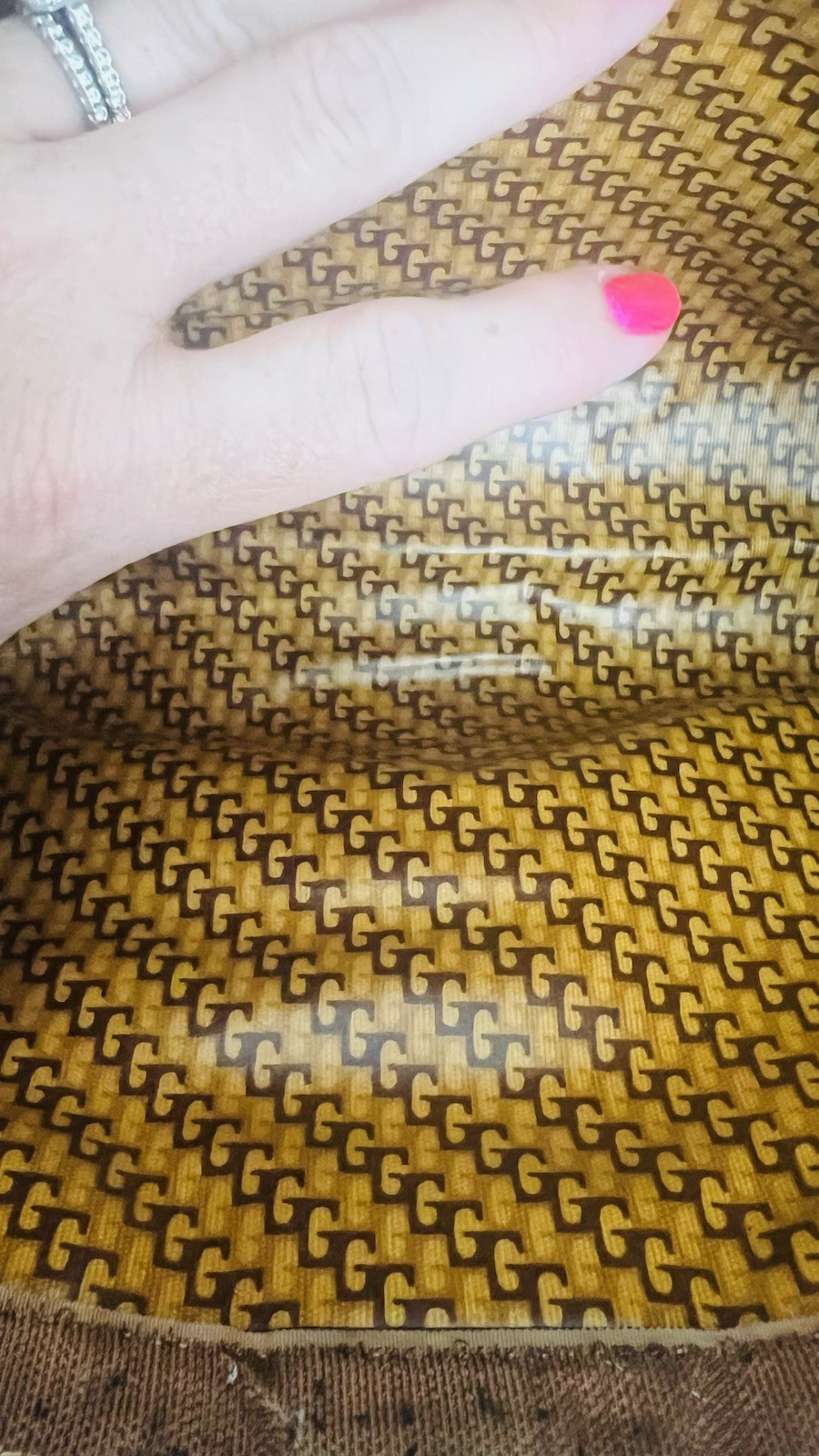 Vintage Gucci Brown Suede Portfolio Clutch Web Stripe GG Monogram Lining Italy