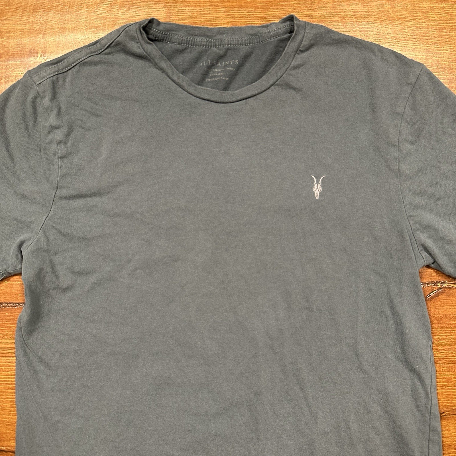 All Saints T Shirt Mens S Gray Short Sleeve Embroidered Logo City Designer Alt