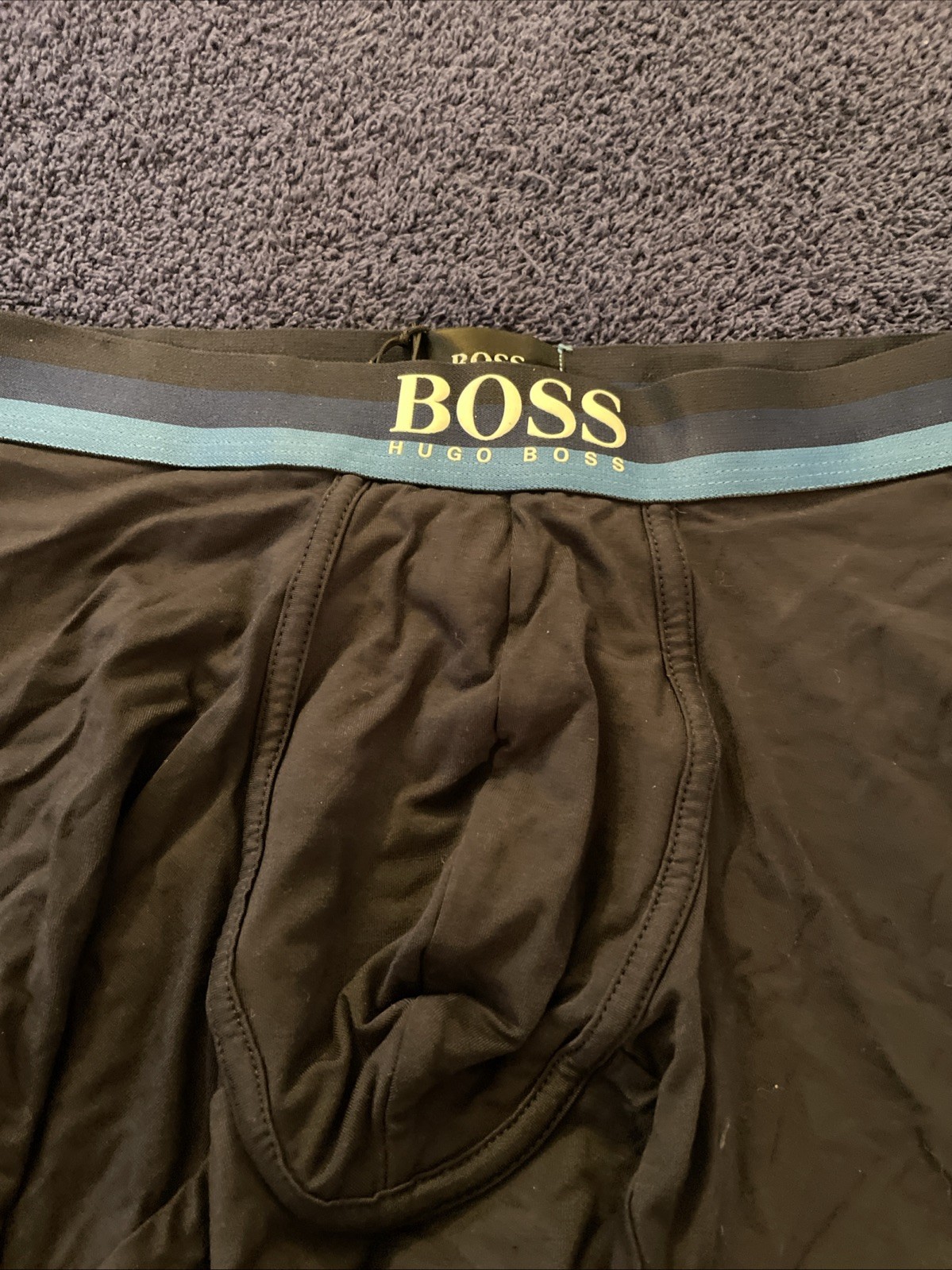 Hugo Boss Men Boxer Briefs Bamboo Blend Black Blue Waistband Size M New W/Tags