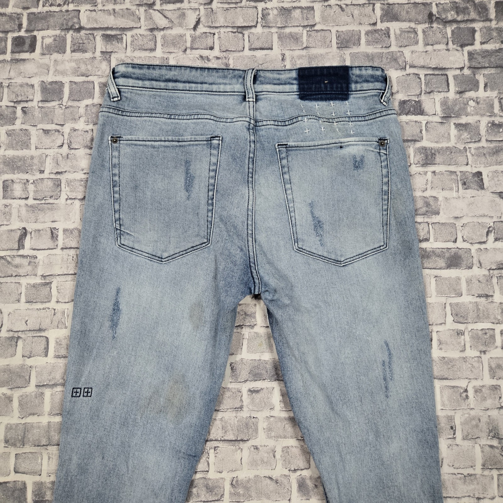Ksubi Van Winkle Trashed Dreams Stretch Jeans Mens Size 34 Blue 34×32 Distressed