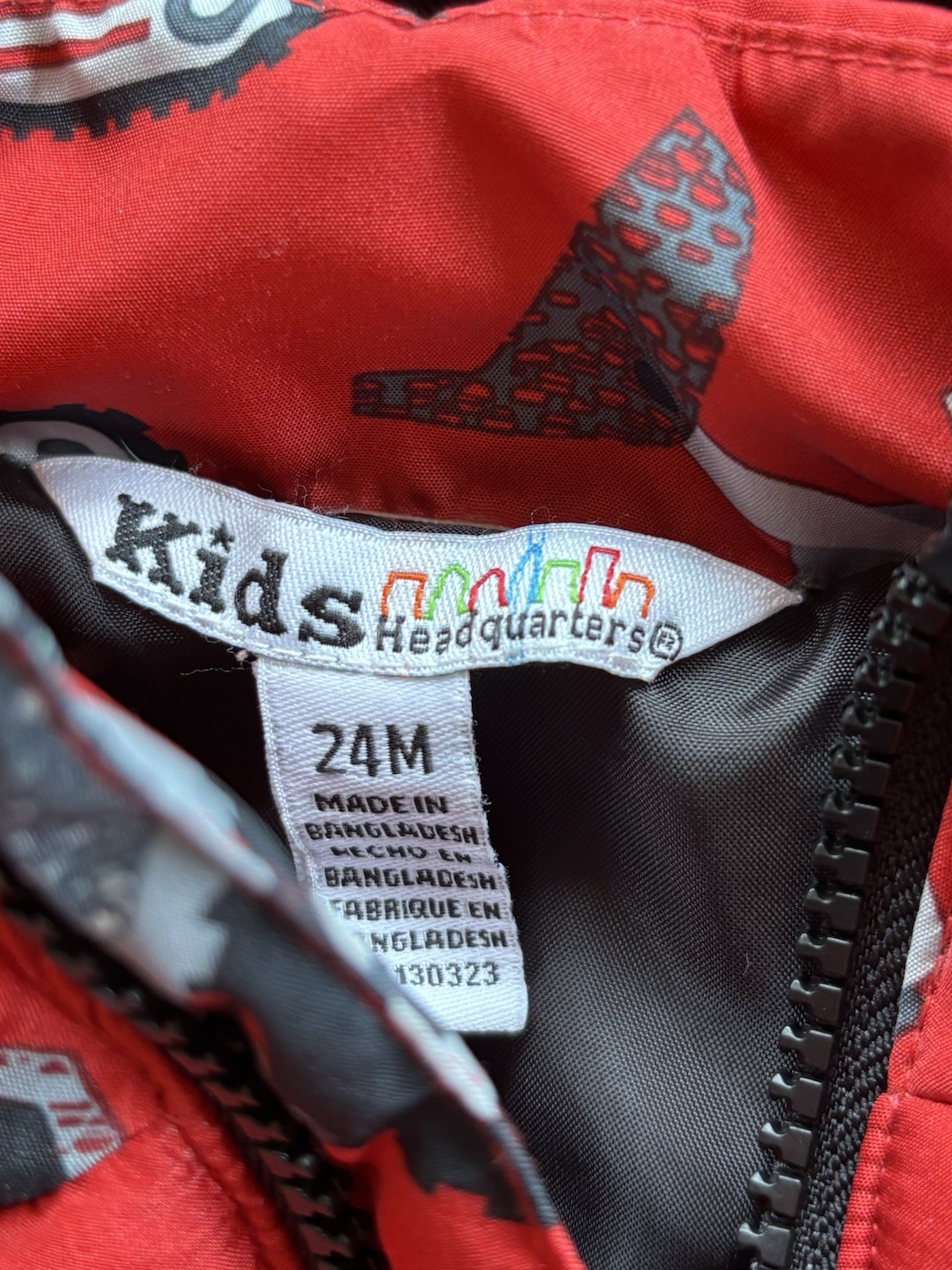 Kids Headquarters 3 Pc Outfit 24M 2T Trucks Hoodie Pants Puffer Vest Red