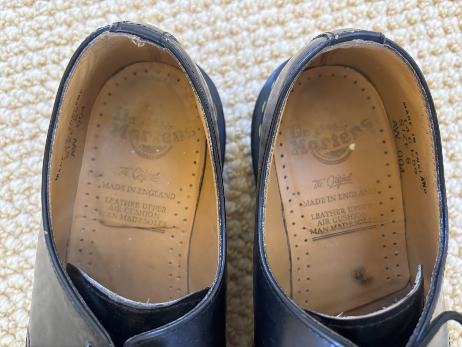 Vintage Doc Martens UK 6D #1461/59 Smooth Leather Oxford Shoes Black ENGLAND