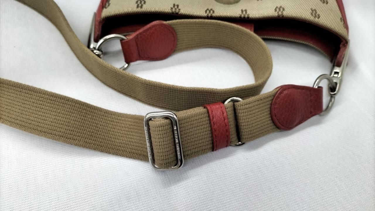 Hunting World canvas shoulder bag beige × red Used