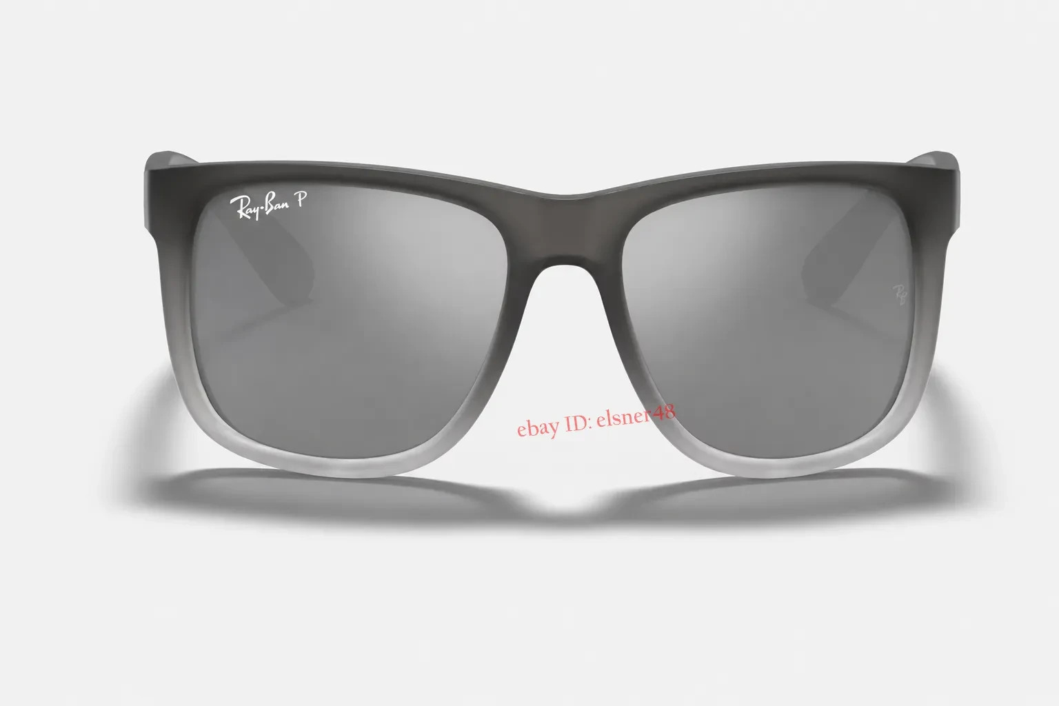 Ray-Ban Justin RB4165 Matte Grey Square Sunglasses Silver Mirror Polarized 54mm